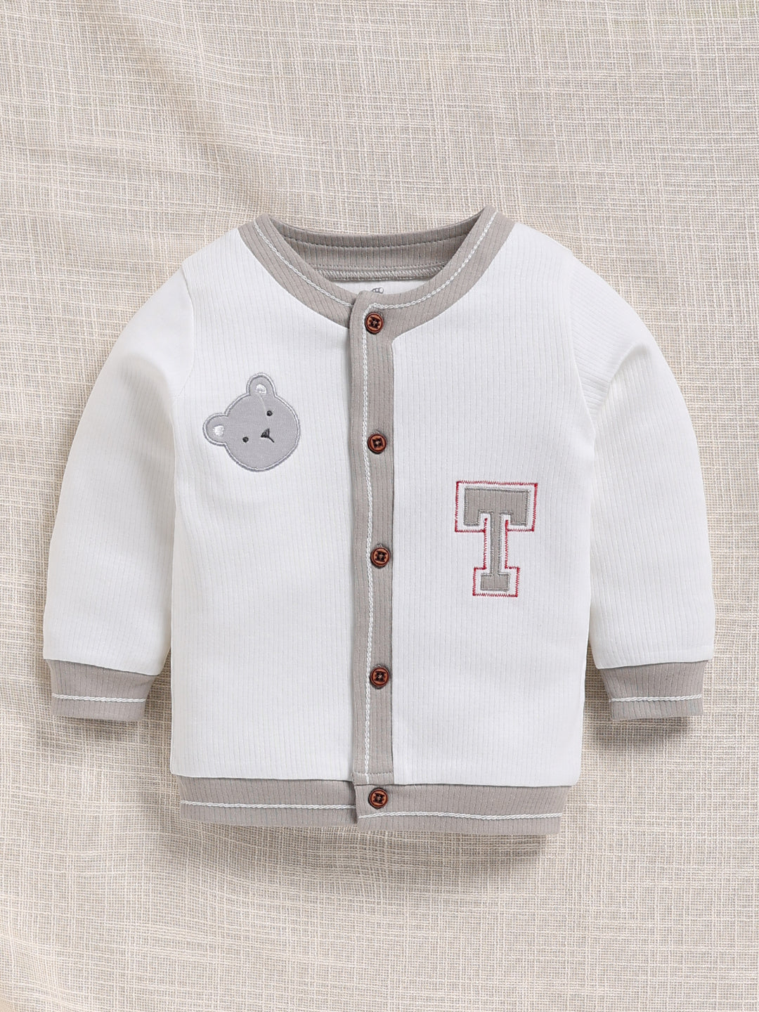 Top & Bottom for Boys - Grey Bear Patch Varsity