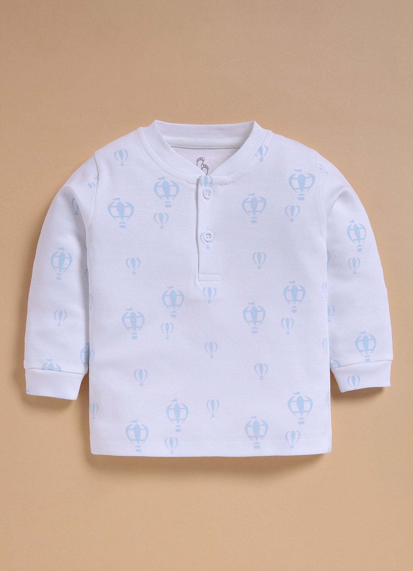 Full-Sleeve Top & Bottom For Boys - White Sky Balloon