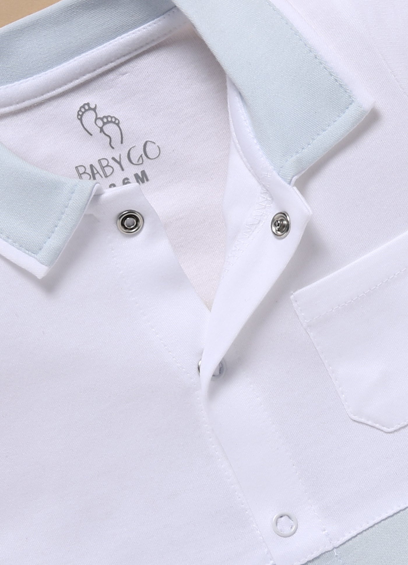 Half-Sleeve Romper for Boys – Light Blue with Side Button & Pocket
