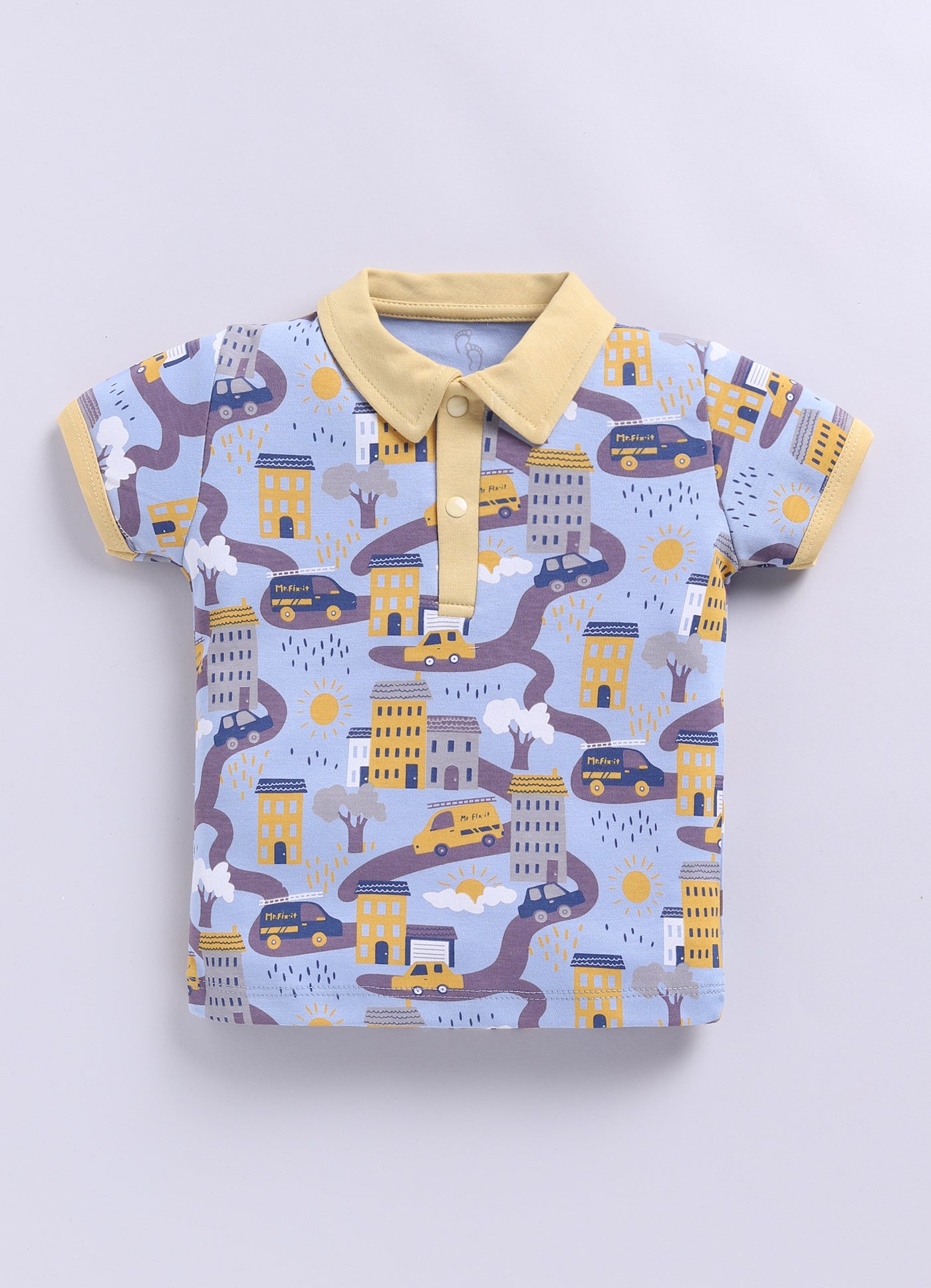 Half Sleeve Top & Bottom for Boys - Yellow