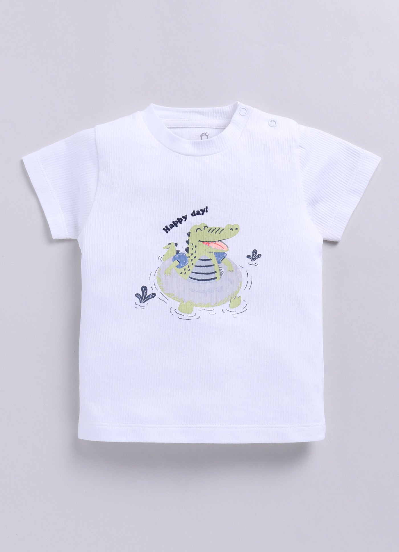 Baby Boy Happy Crocodile Printed Half T Shirt & Short Playdate Outfit-Sky