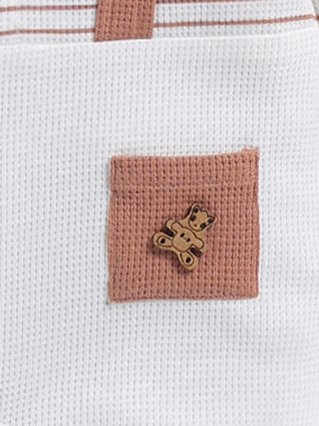 Full Sleeve Romper for Boys – Brown Waffle Knit
