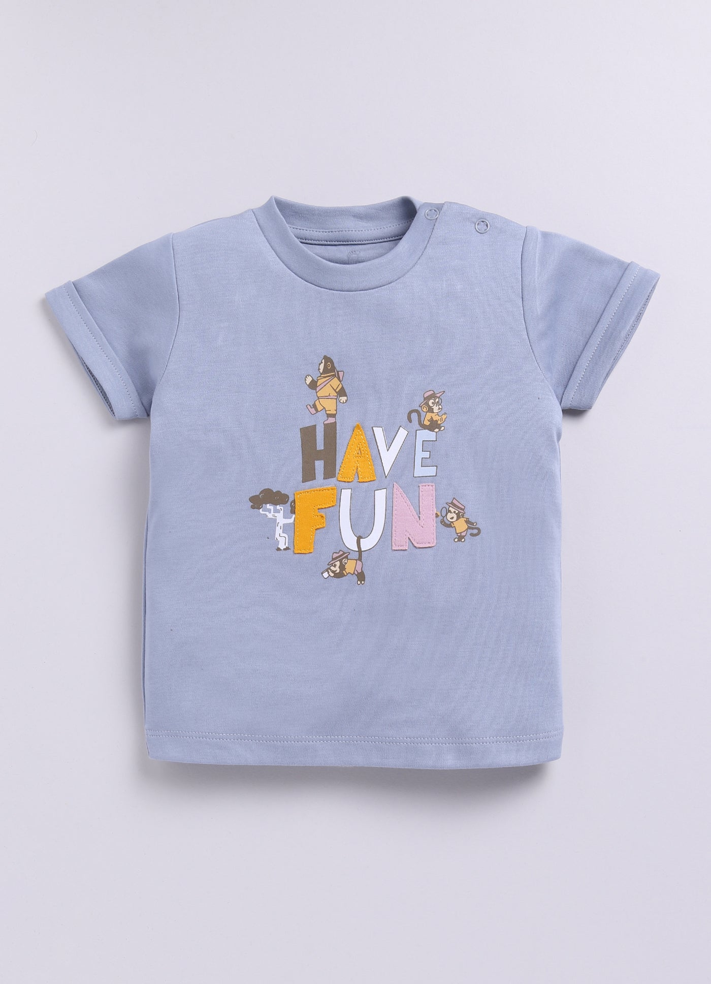 Baby Boy Have Fun printed Half T-Shirt and Shorts Set-Blue