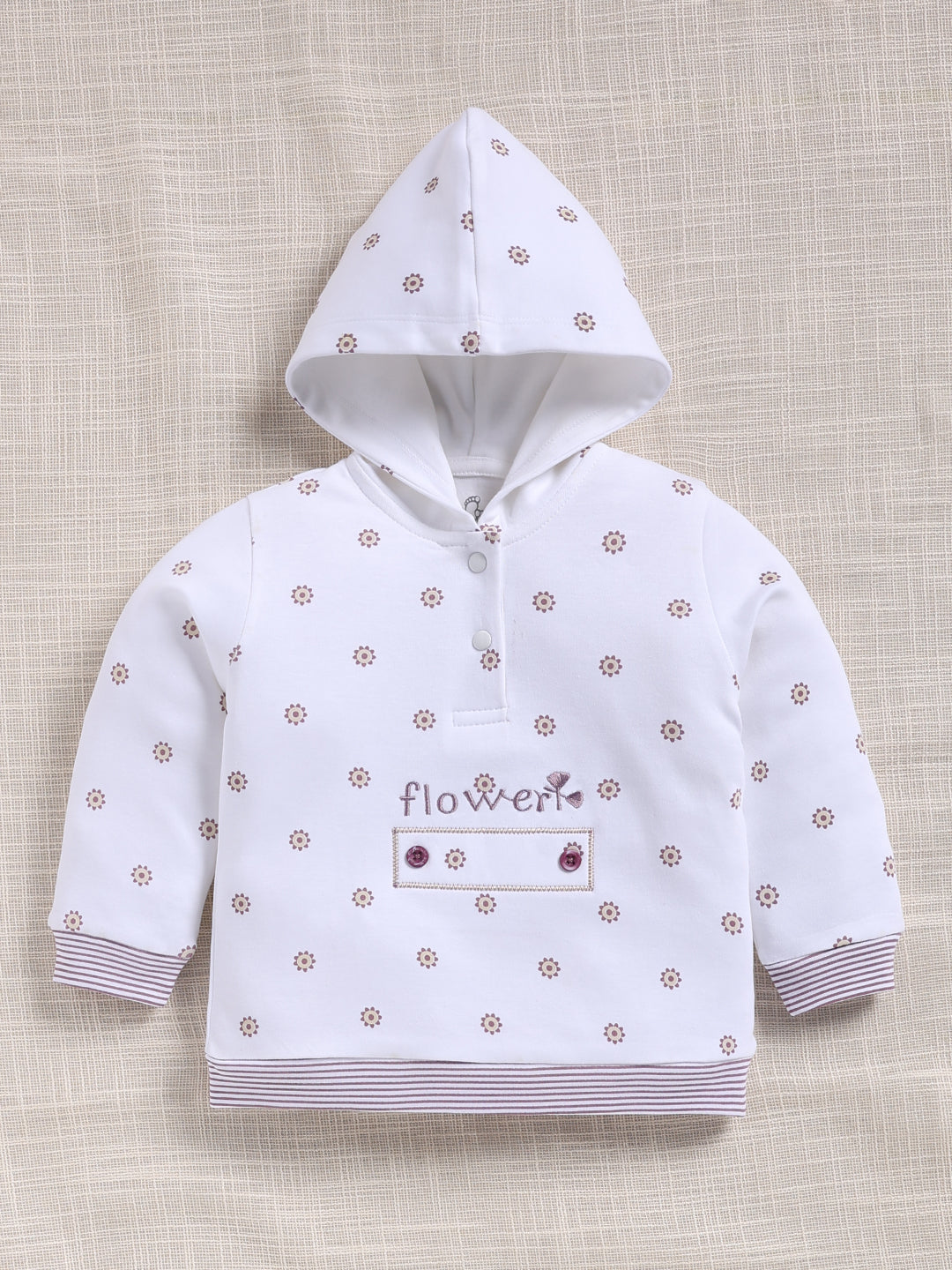 Top & Bottom for Girls - Purple Floral Print Hoodie & Trousers Set