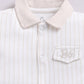 Half Sleeve Striped Baby Boy Romper-Beige