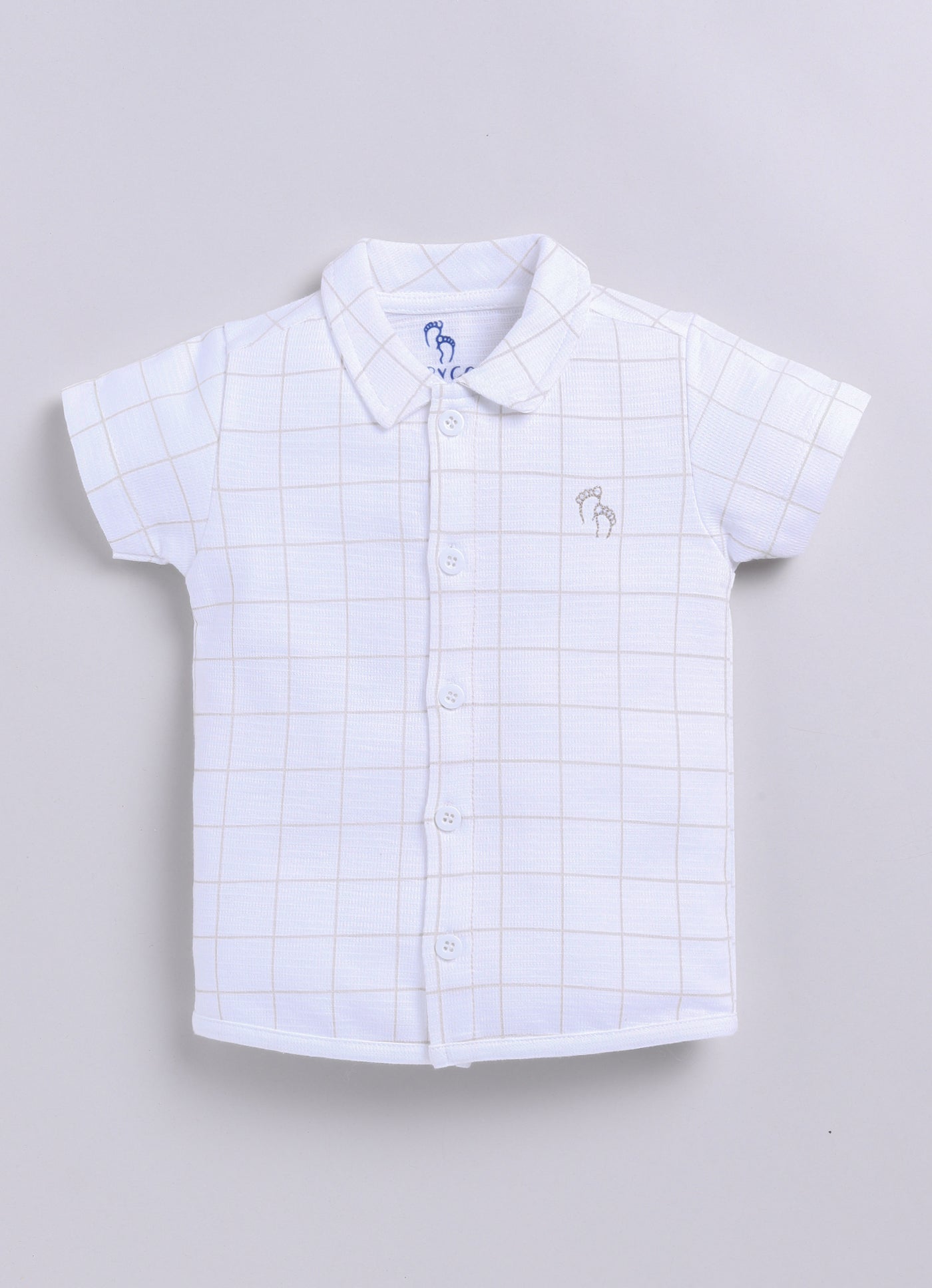 Baby Boy Checked T Shirt & Short-BEIGE