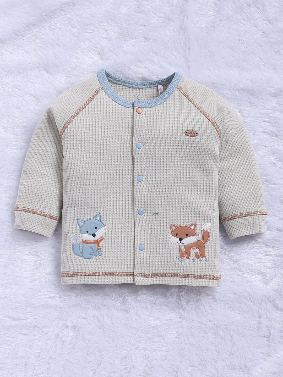 Top & Bottom for Boys - Cream Beige Fox Friend