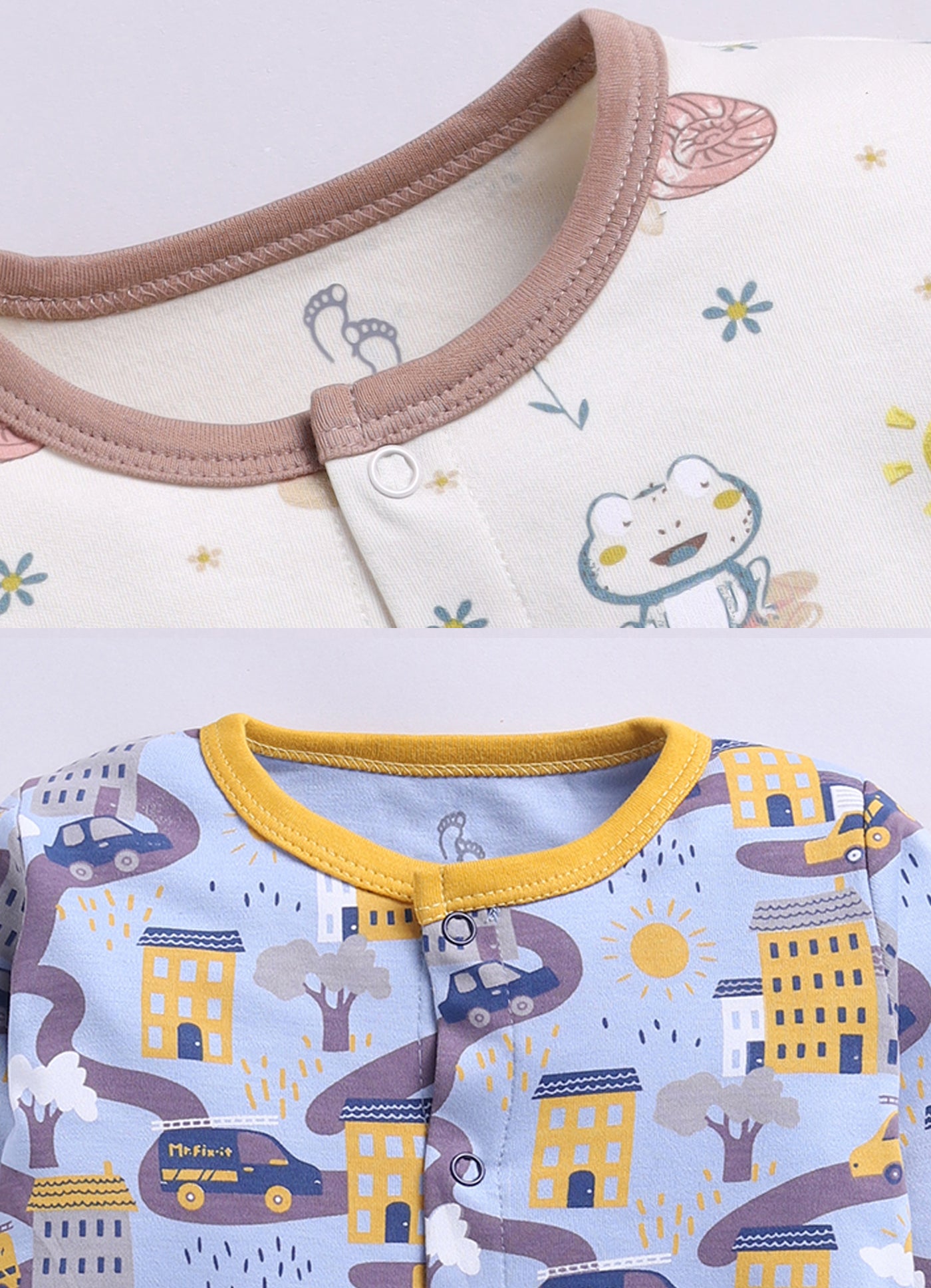 Full Sleeve Romper for Boys - Yellow & Beige