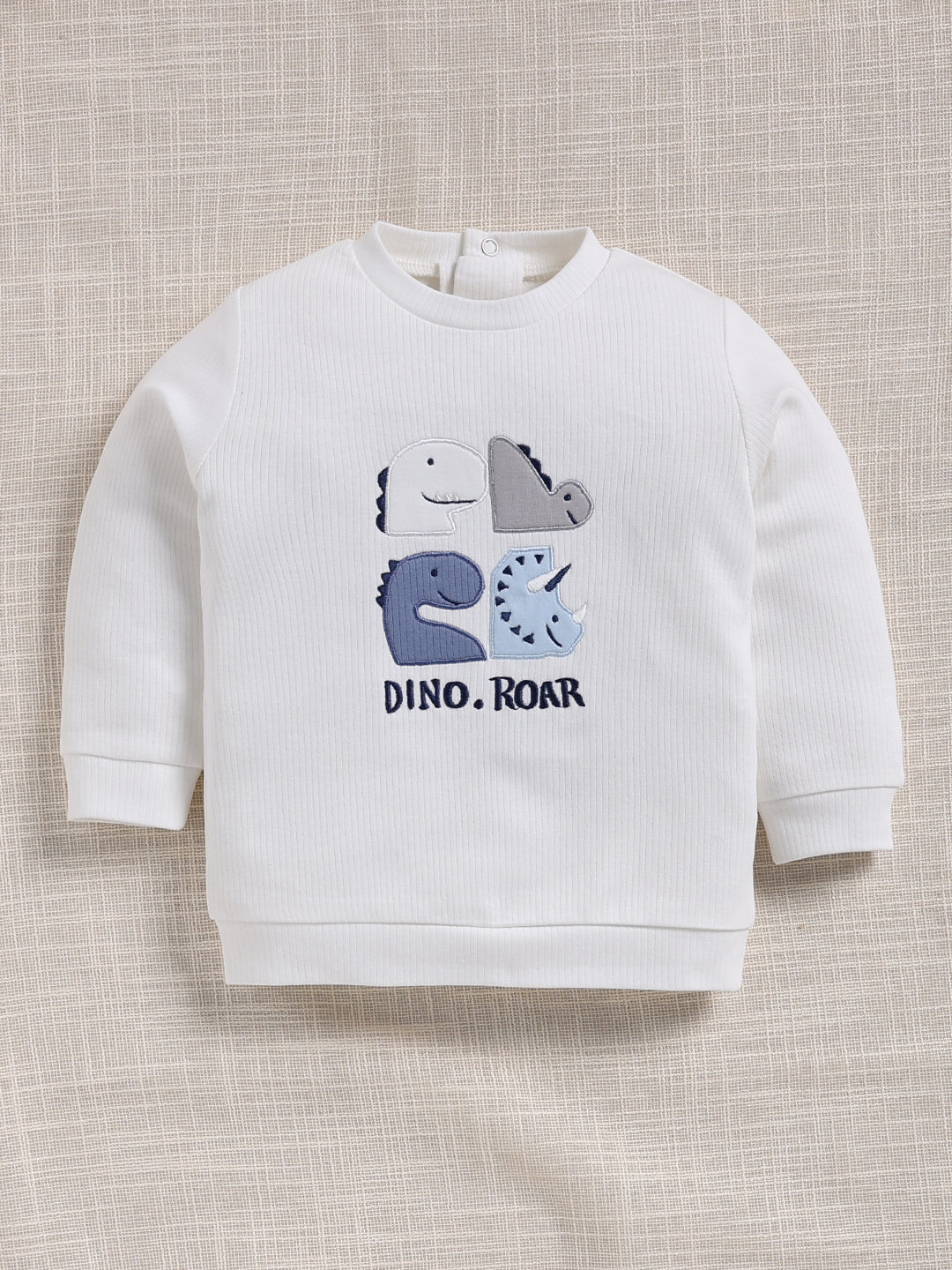 Top & Bottom for Boys - Navy Blue Dino Roar Embroidered