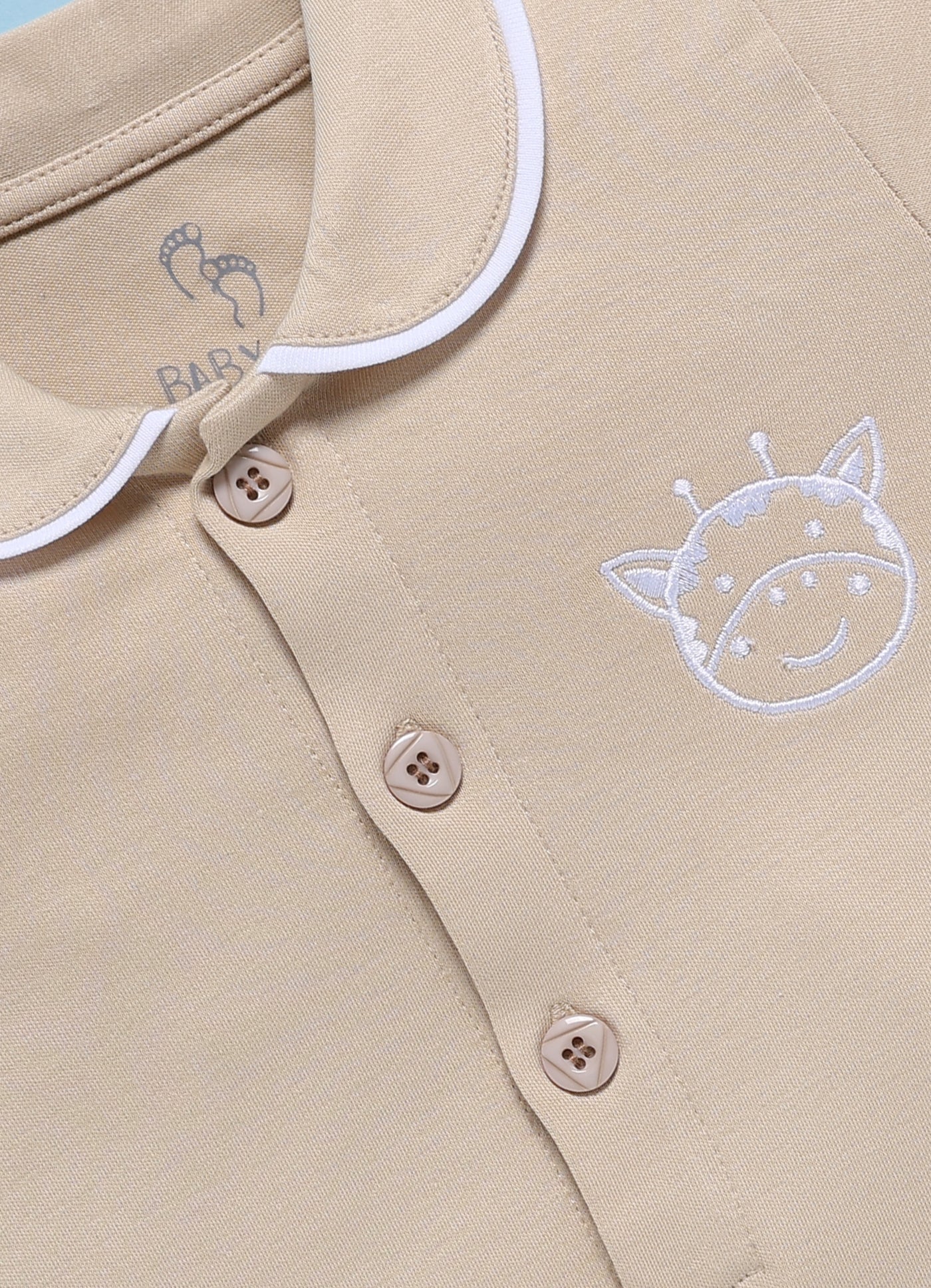 Half-Sleeve Romper for Boys – Light Brown Little Dude
