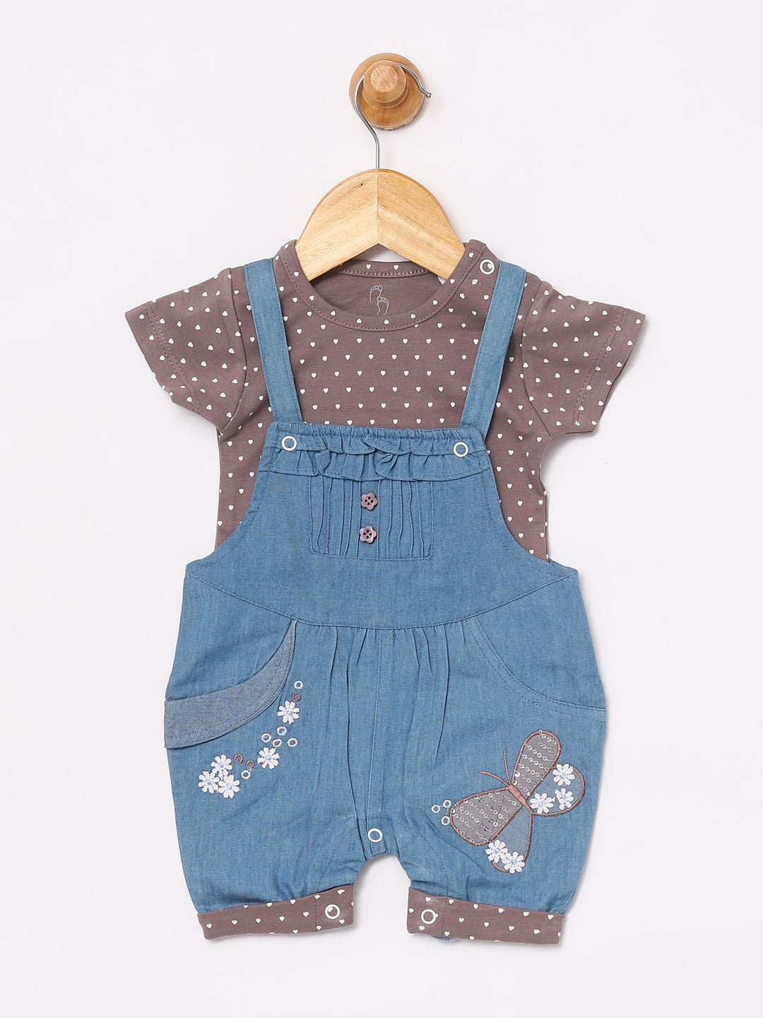 Half sleeve 100% Pure Cotton Dungaree for Newborn to Toddler Baby Girl-FUSHIA