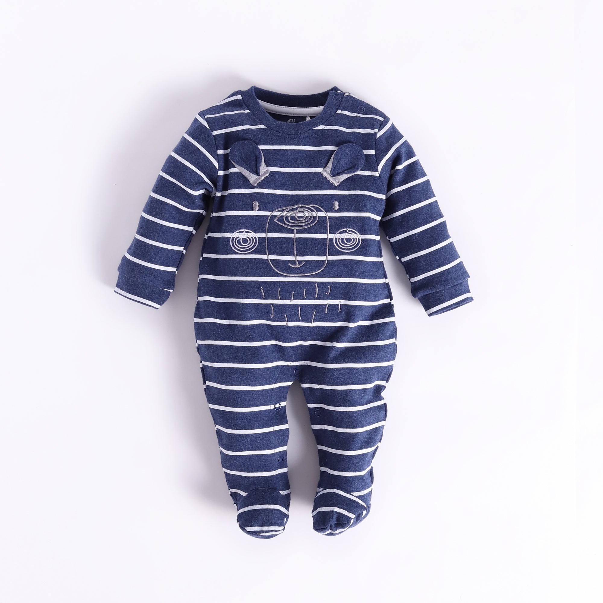 100% Pure Cotton Full Sleeves Rompers/Bodysuit/Sleepsuit for Baby Boys-SKY