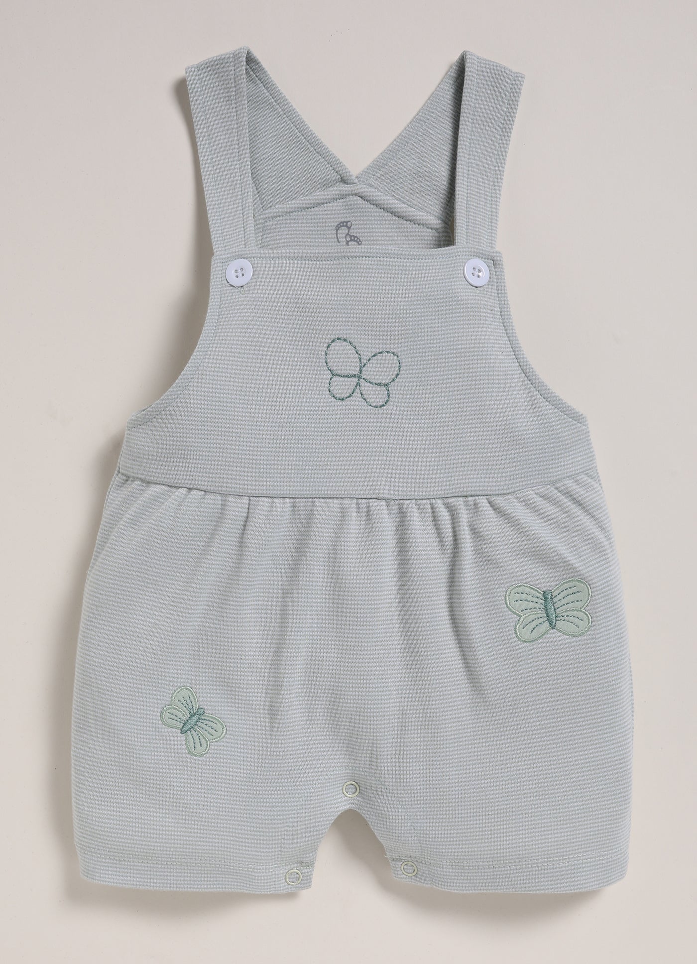 Half Sleeve Dungaree for Girls - Melange Butterfly Charm