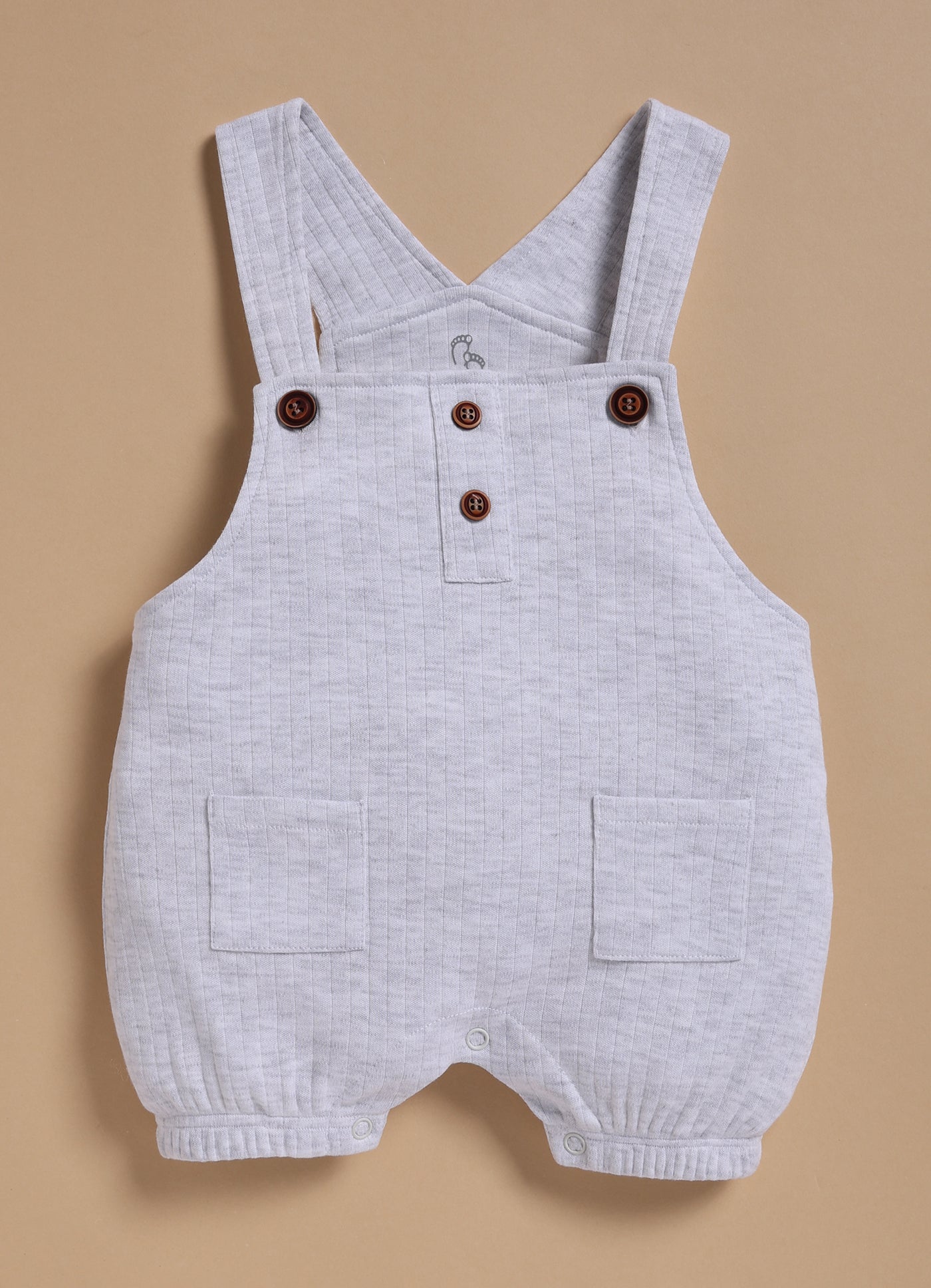 Half Sleeve Dungaree for Boys – White Melange Cute & Shine Bear
