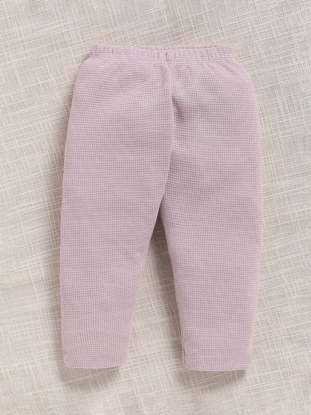 Top & Bottom for Girls - Light Lavender Ruffled Waffle Top & Trousers Set