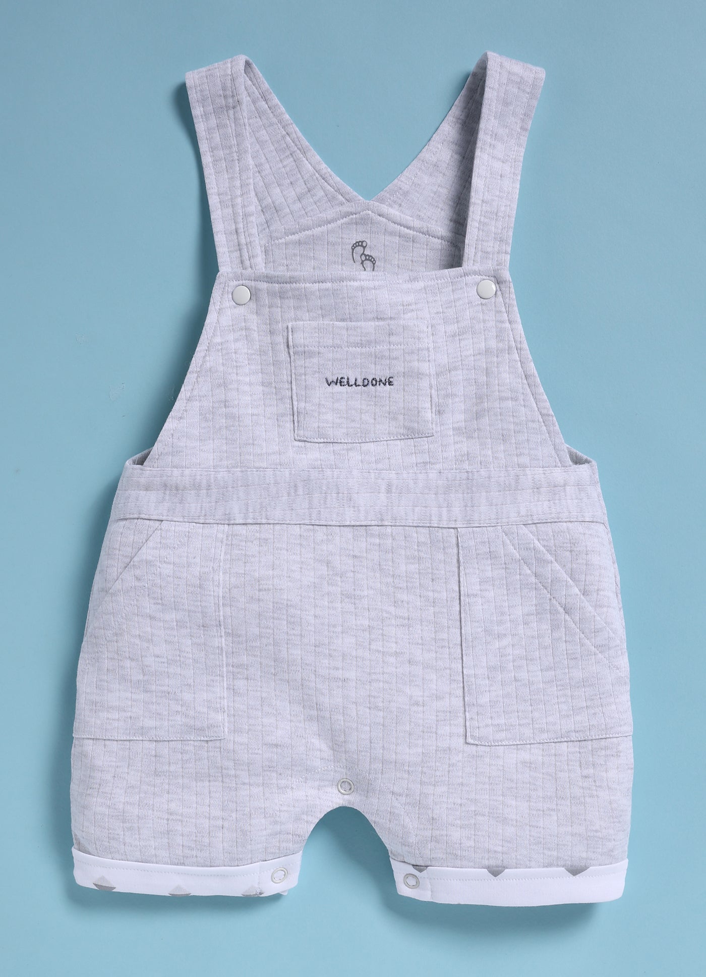 Half Sleeve Dungaree for Boys – White Melange Well Done!
