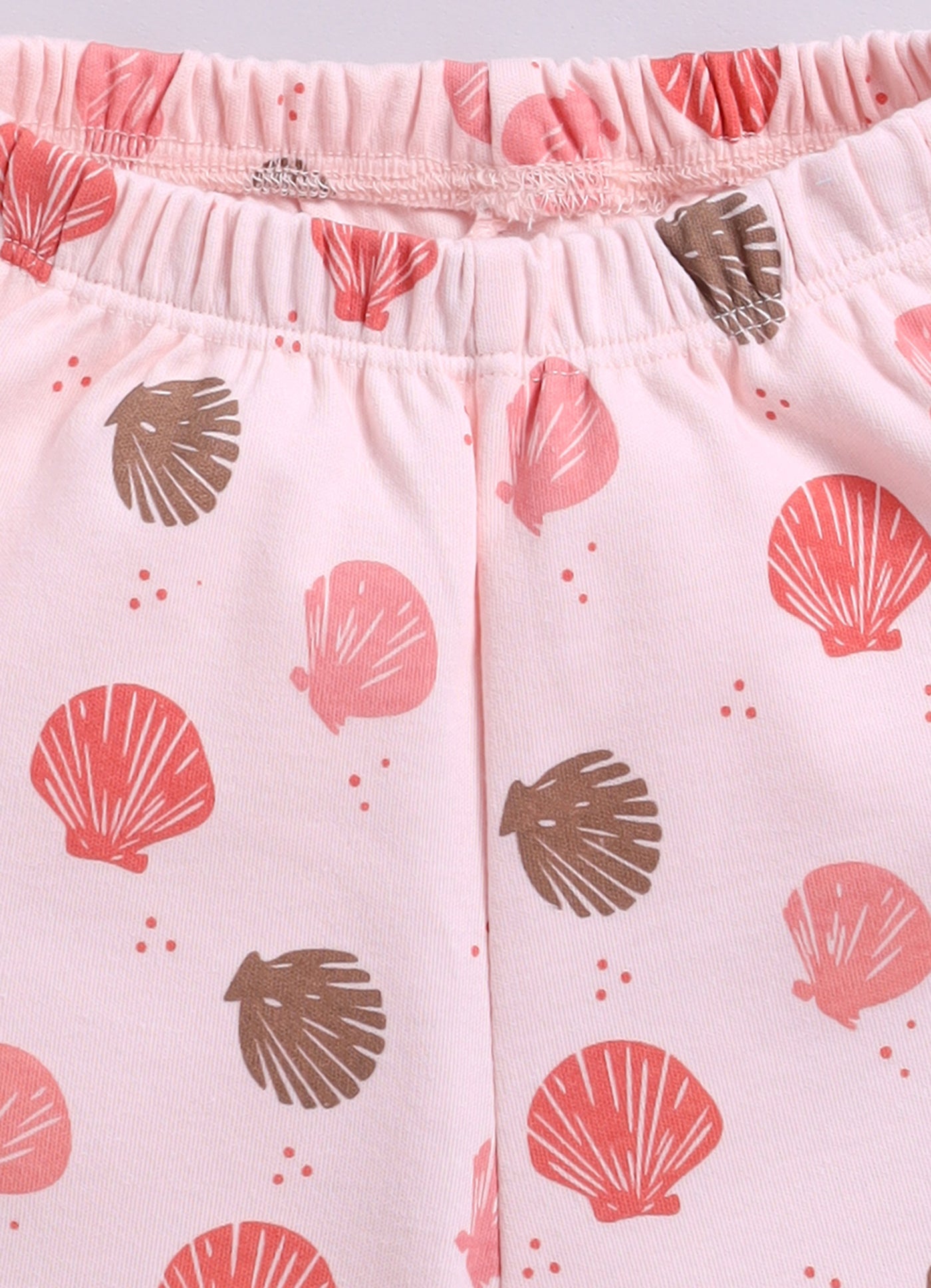Half-Sleeve Top & Bottom For Girls - Sage & Coral