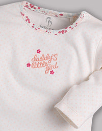 Baby full sleeve Cotton Dress/T-shirts pant set clothes for baby Girl Daddy's Little Girl PEACH
