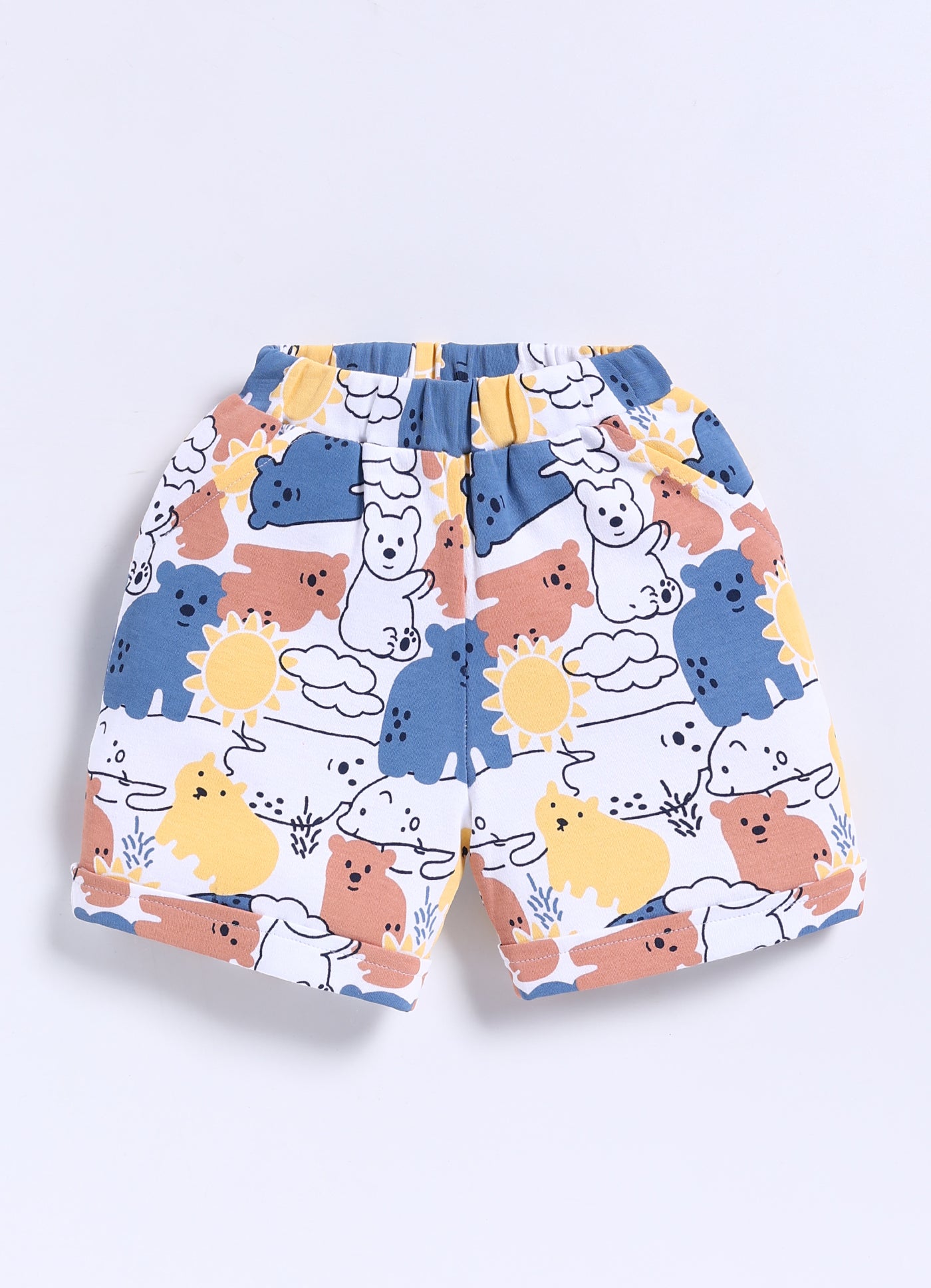 Half-Sleeve Top & Bottom For Boys - Navy Blue Bears Tower
