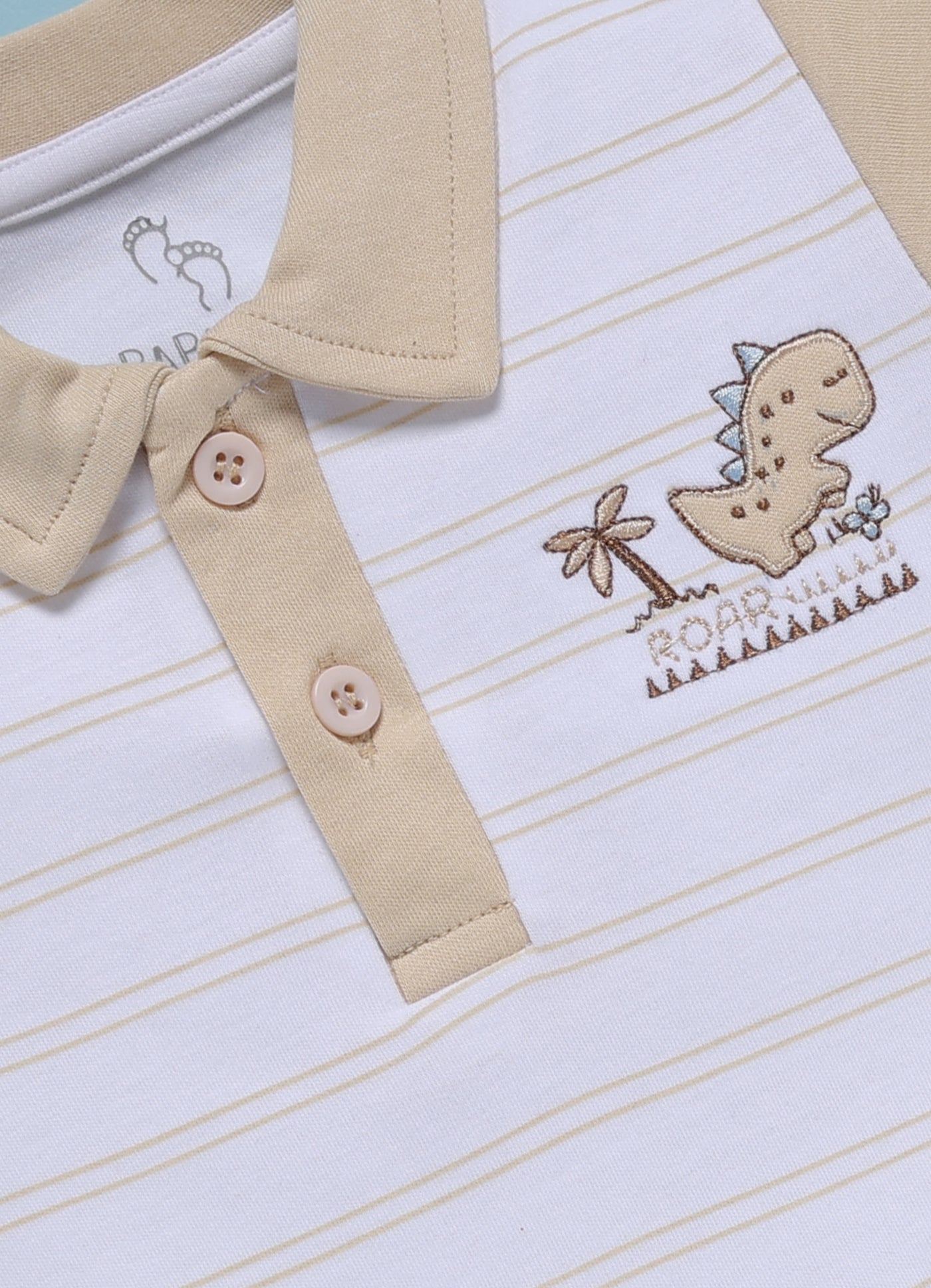 Half-Sleeve Romper for Boys – White Roar