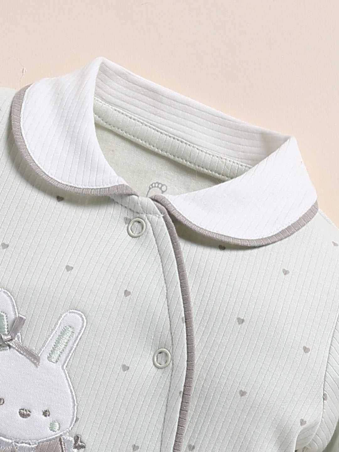 Full Sleeve Romper for Girls – Mint Green Peter Pan Collar
