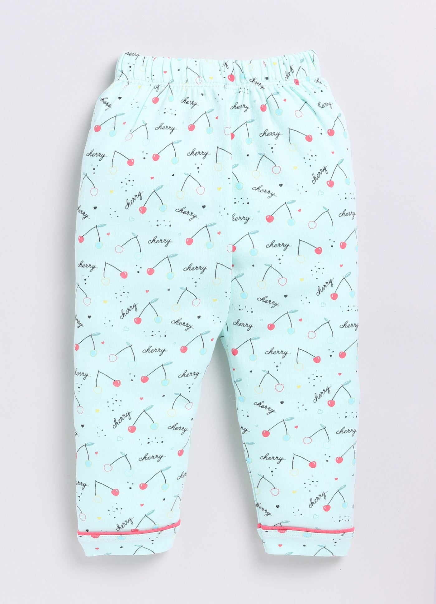 Cherry Printed Baby Girl Night Suit-LIGHT GREEN