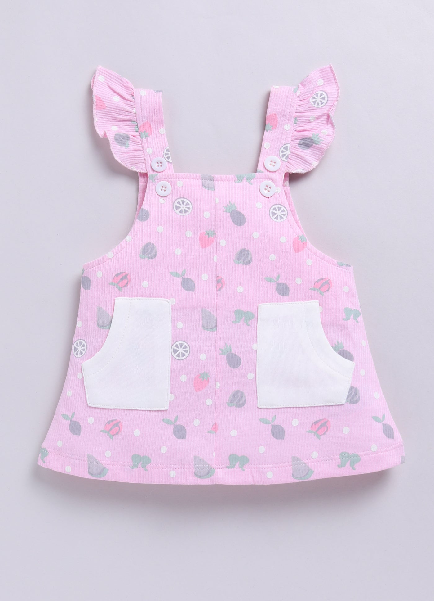 Baby Girl Floral Pinafore Dress with Cute Pockets-PURPLE