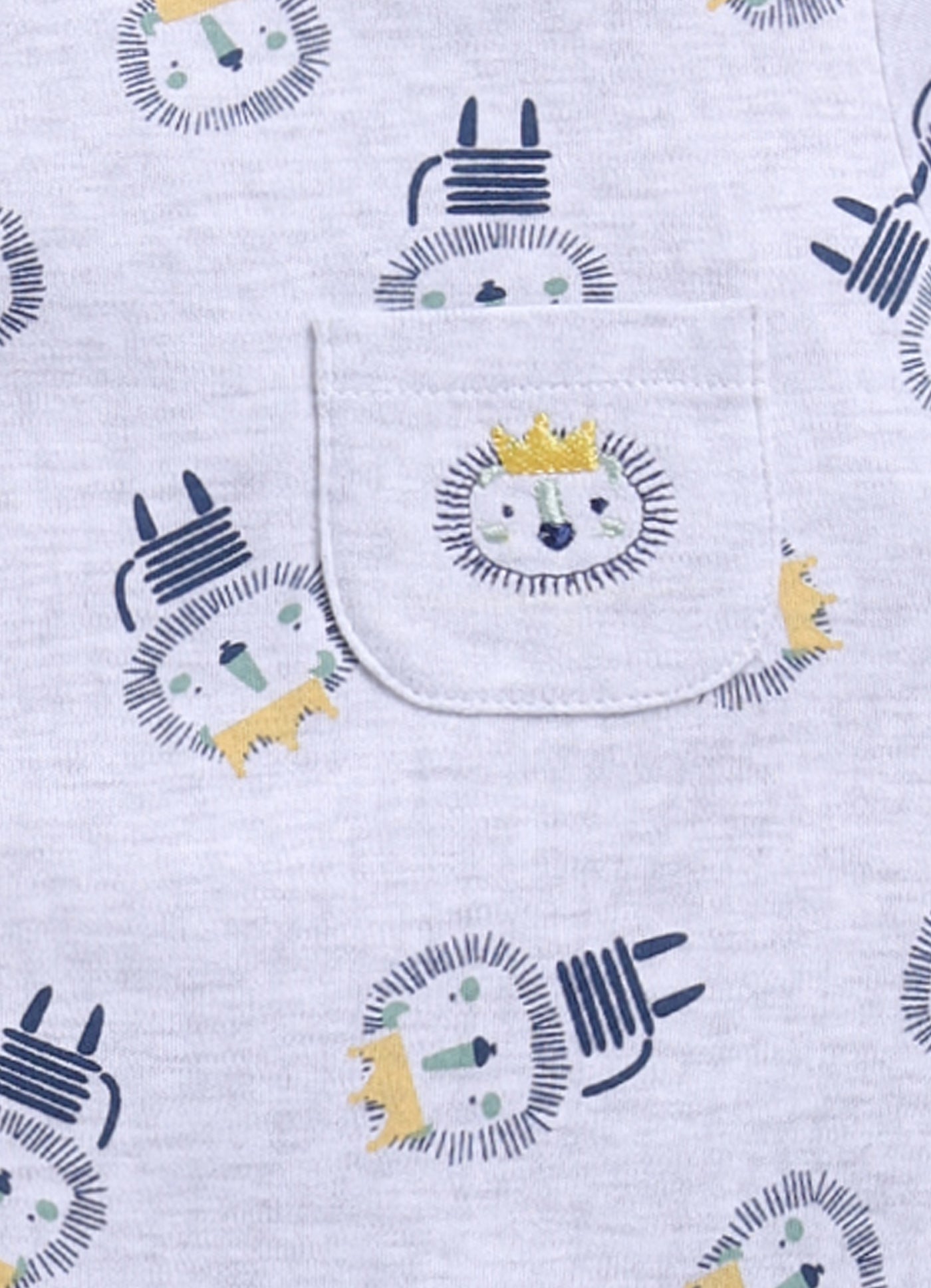 Hedgehog Happiness Baby Boy Summer Romper, Soft Cotton & Cute Print-GREY