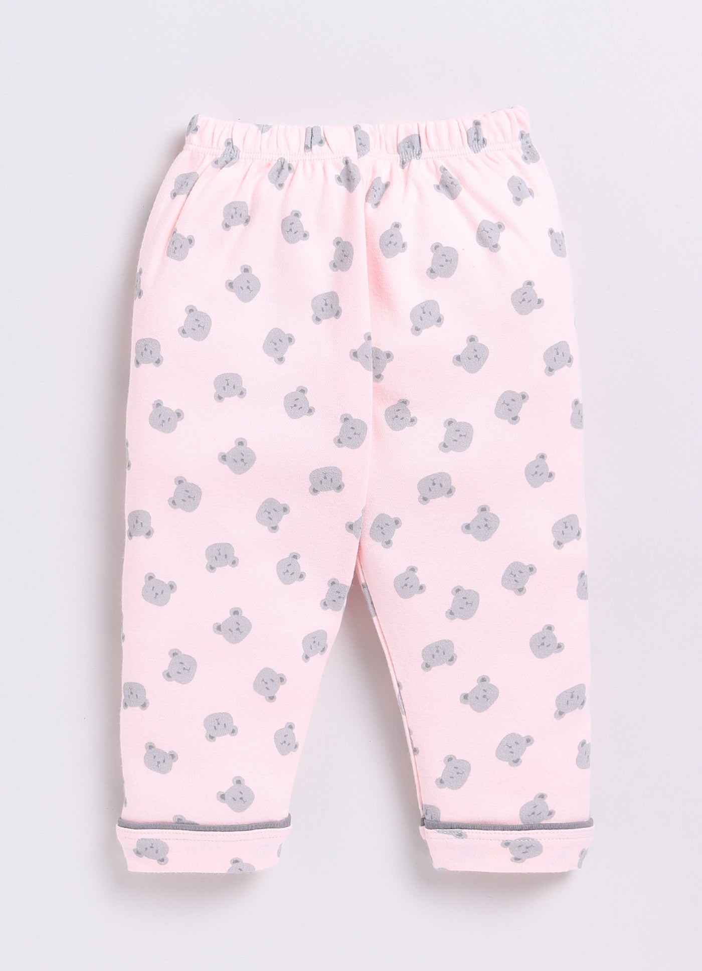 Bear Printed Baby Girl Half Sleeves Night Suit-PINK