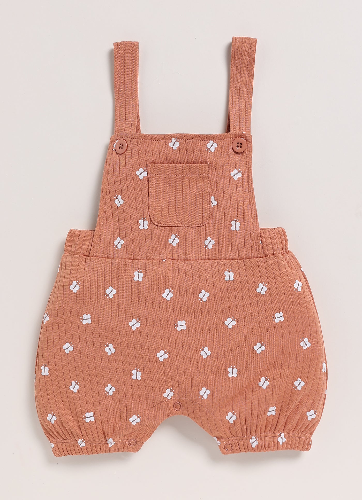 Half Sleeve Dungaree for Girls – Brown Tiny Pocket