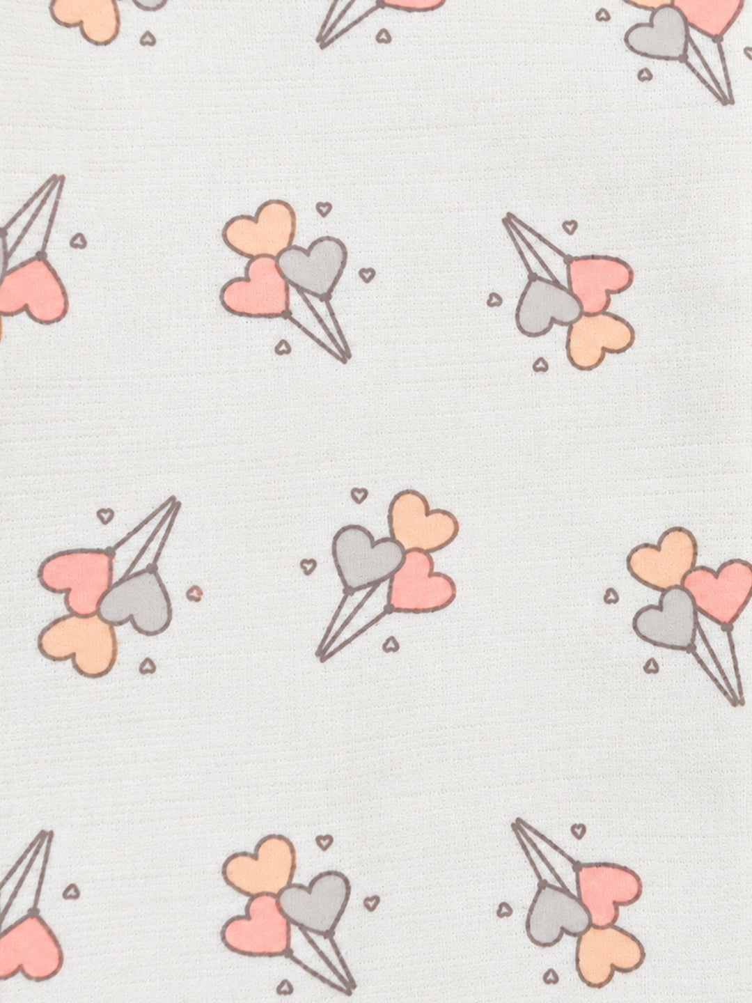 Sweet Heart Balloon Collared Full Sleeve Romper - Off-White & Pastel Pink