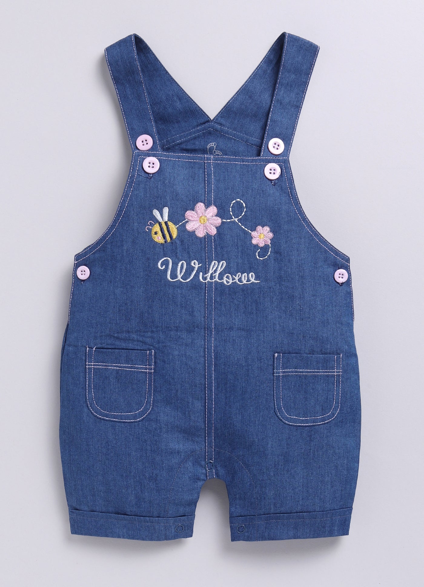 Baby Girl Willove Flutter Sleeve Dungaree-Blue Denim