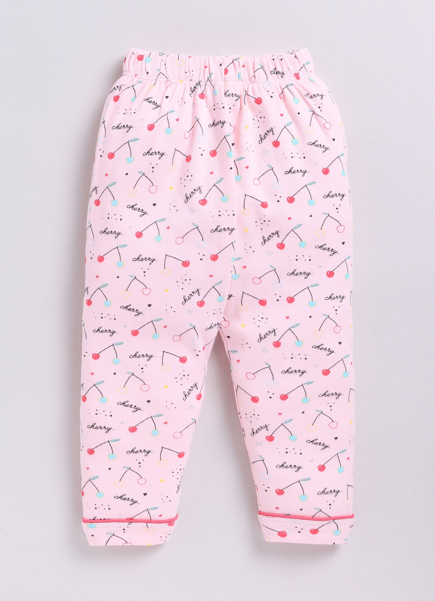 Cherry Prined & Comfy Half Sleeve Girl Night Suit-PISTA GREEN
