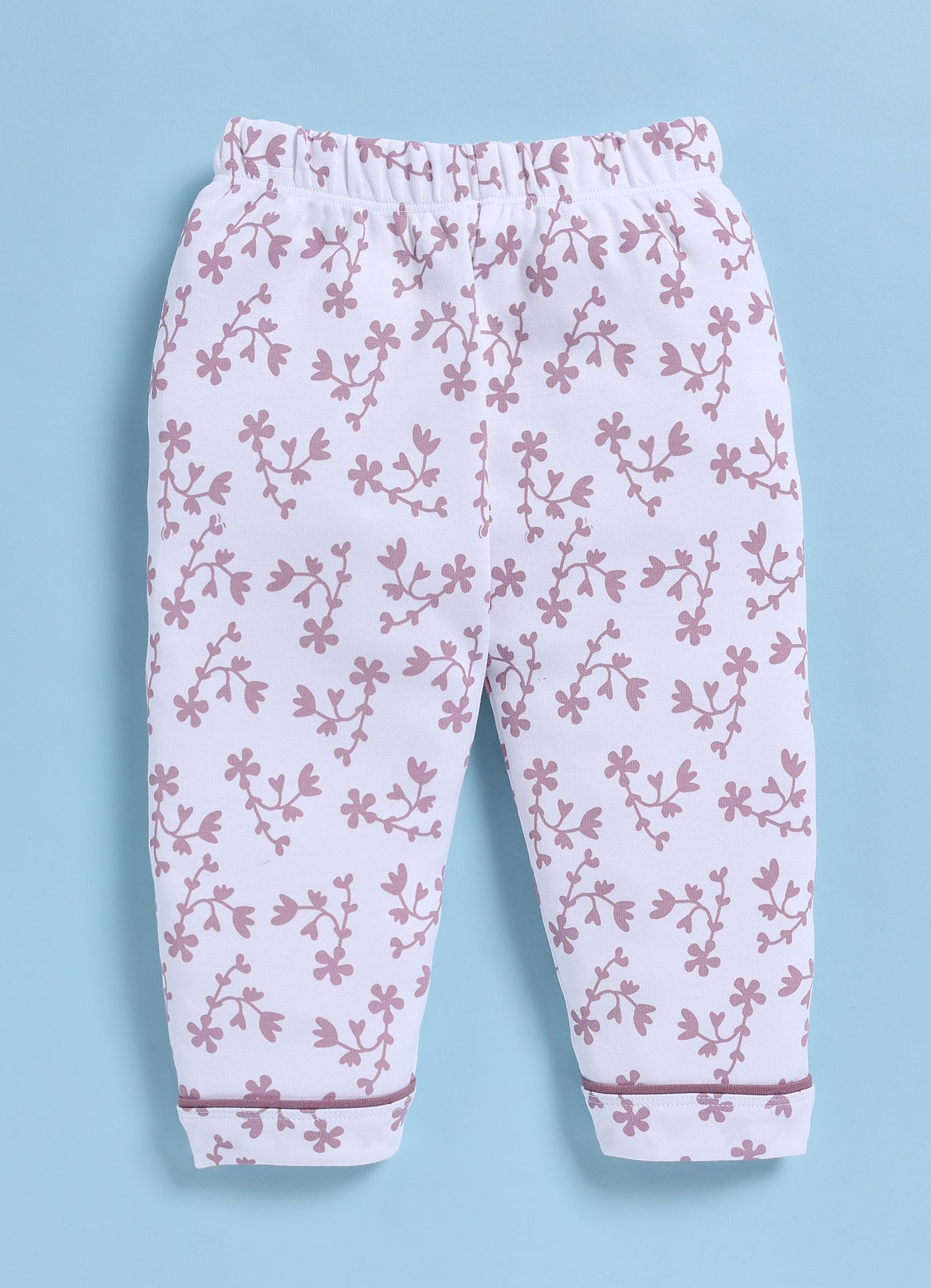 Full-Sleeve Nightsuits for Girls - Purple Floral Charm