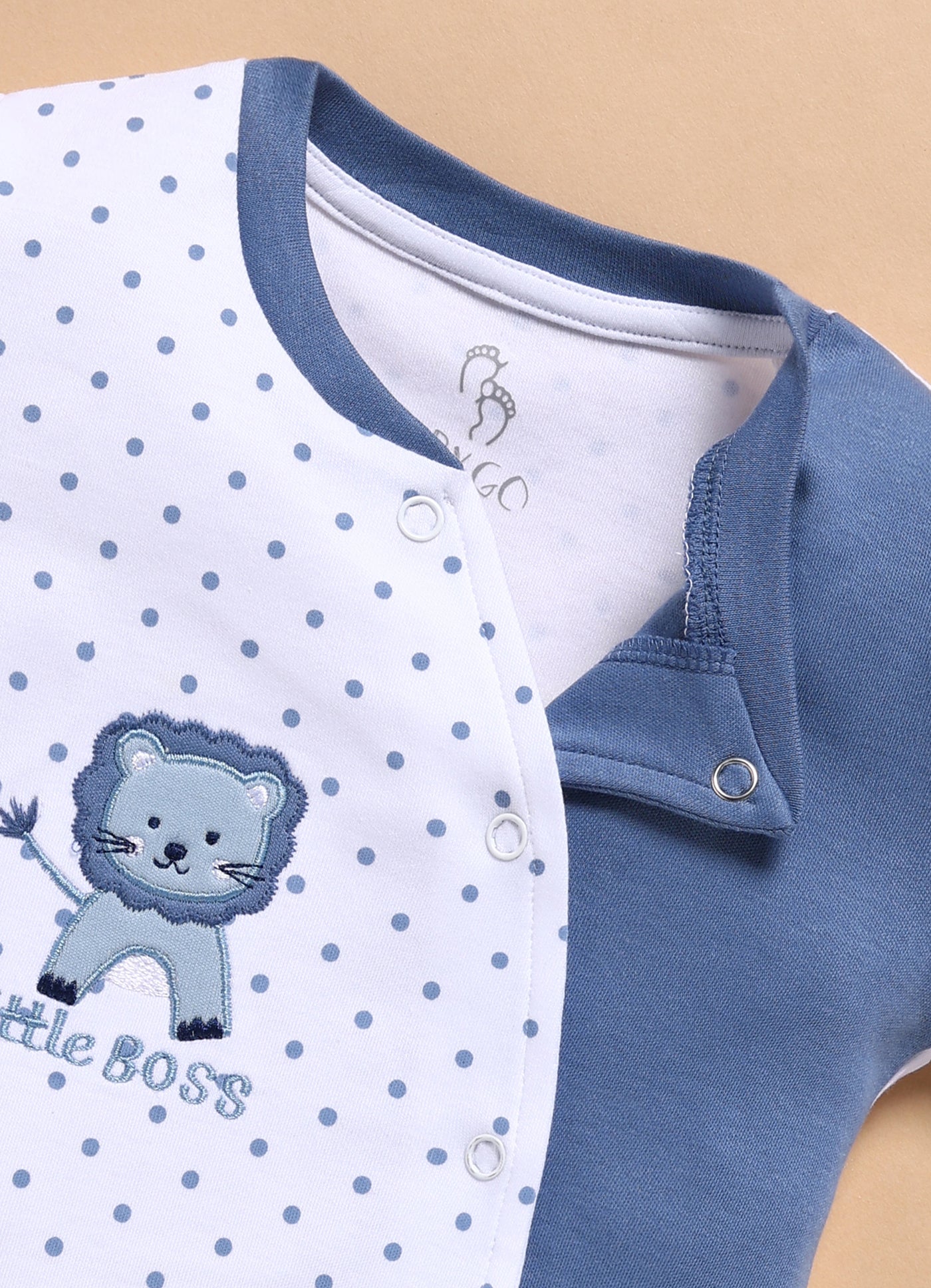 Full Sleeve Romper for Boys - Blue Little Boss