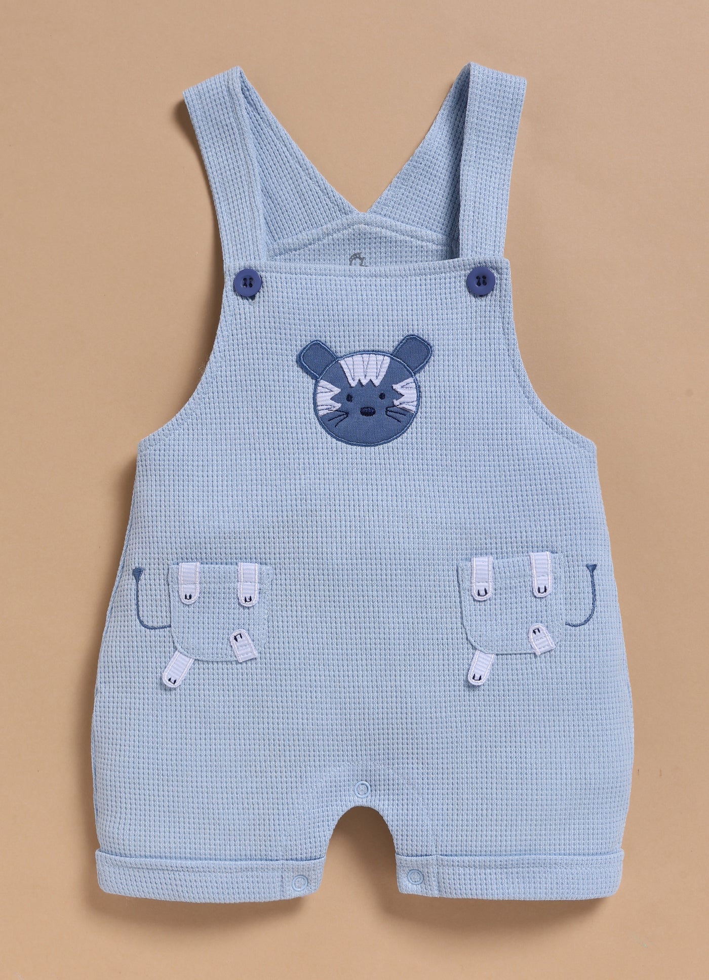 Half Sleeve Dungaree for Boys – Sky Blue Cute Tiger