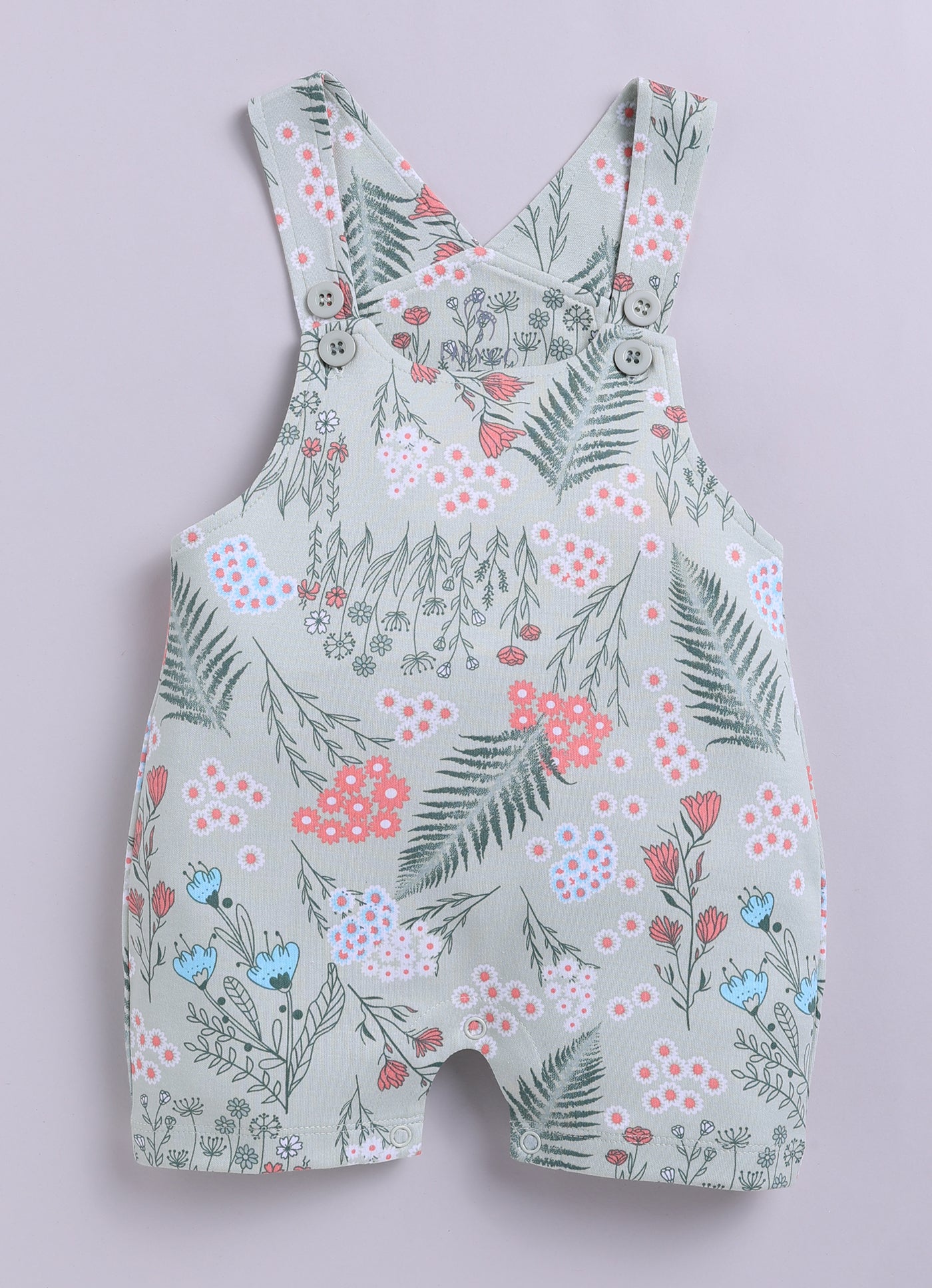 Half Sleeve Dungaree for Girls - Sage