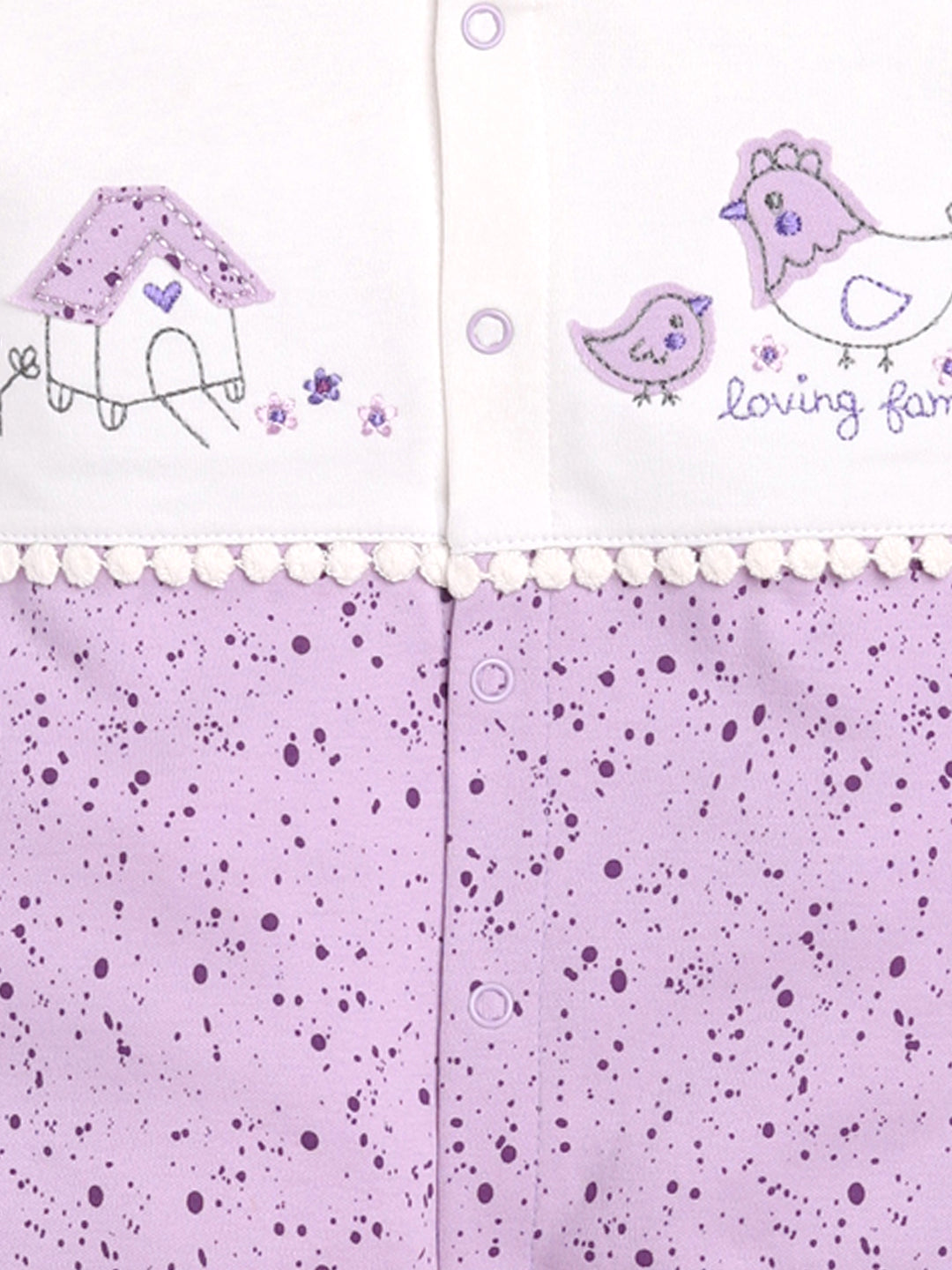 BABY GO 100% Pure Cotton Full Sleeves Rompers/Bodysuit/Sleepsuit for Baby Girls- PURPLE