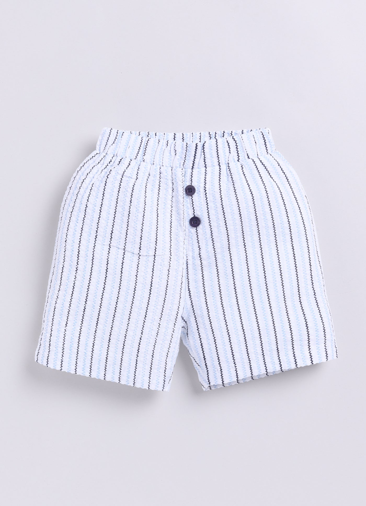 Baby Boy Blue T Shirt & Striped Short-SKY BLUE