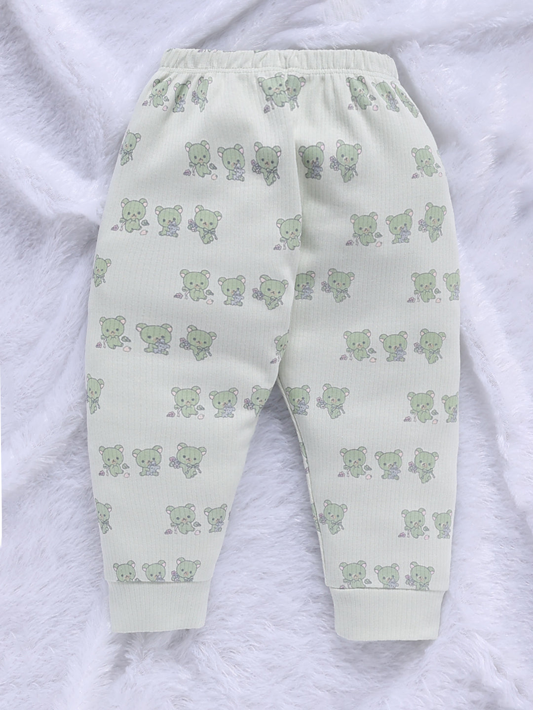 Top & Bottom for Girls - Mint Green Bear Print Ruffle Tunic & Trousers Set