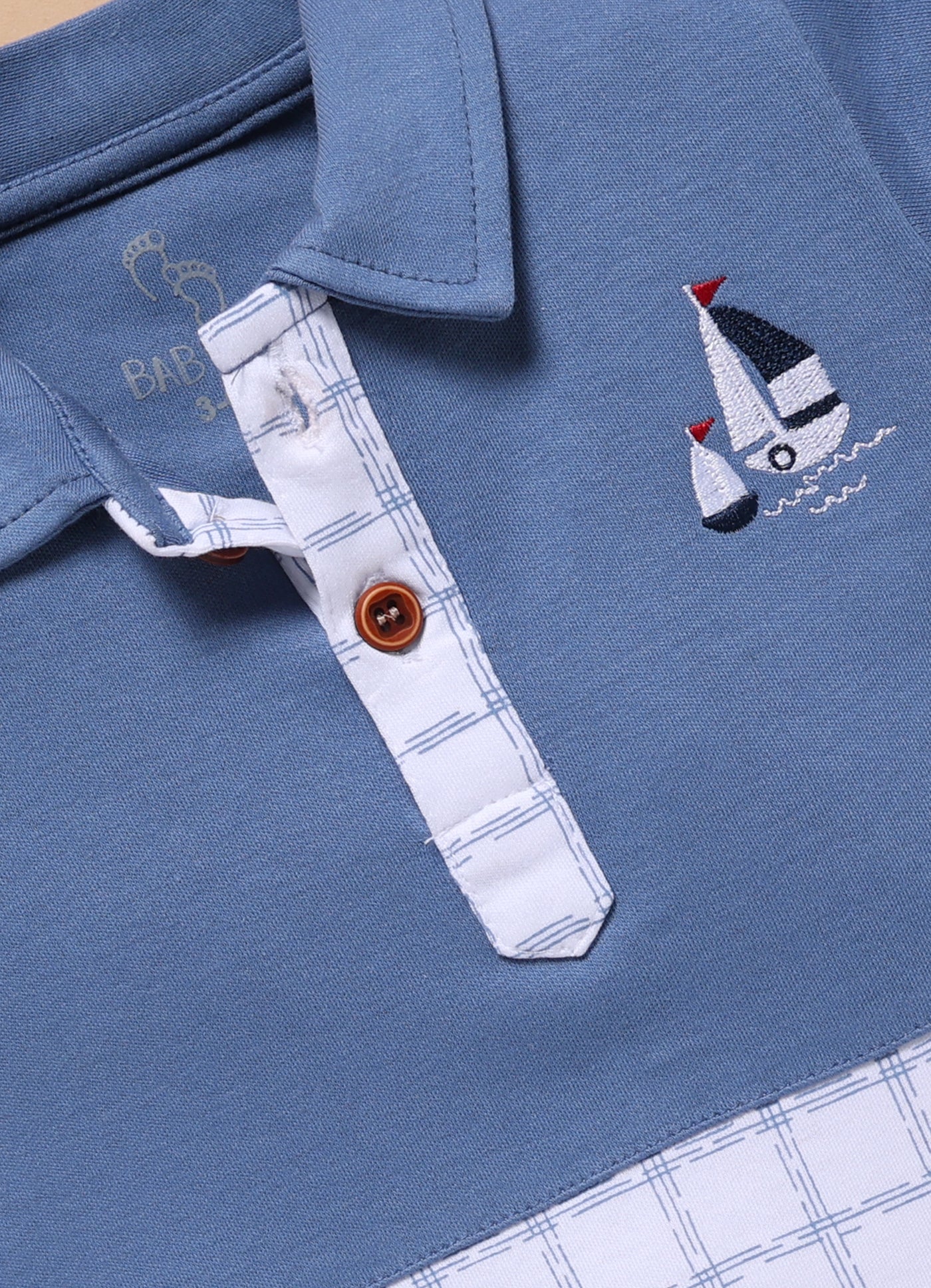Full Sleeve Romper for Boys - Navy Blue Sailing Ships