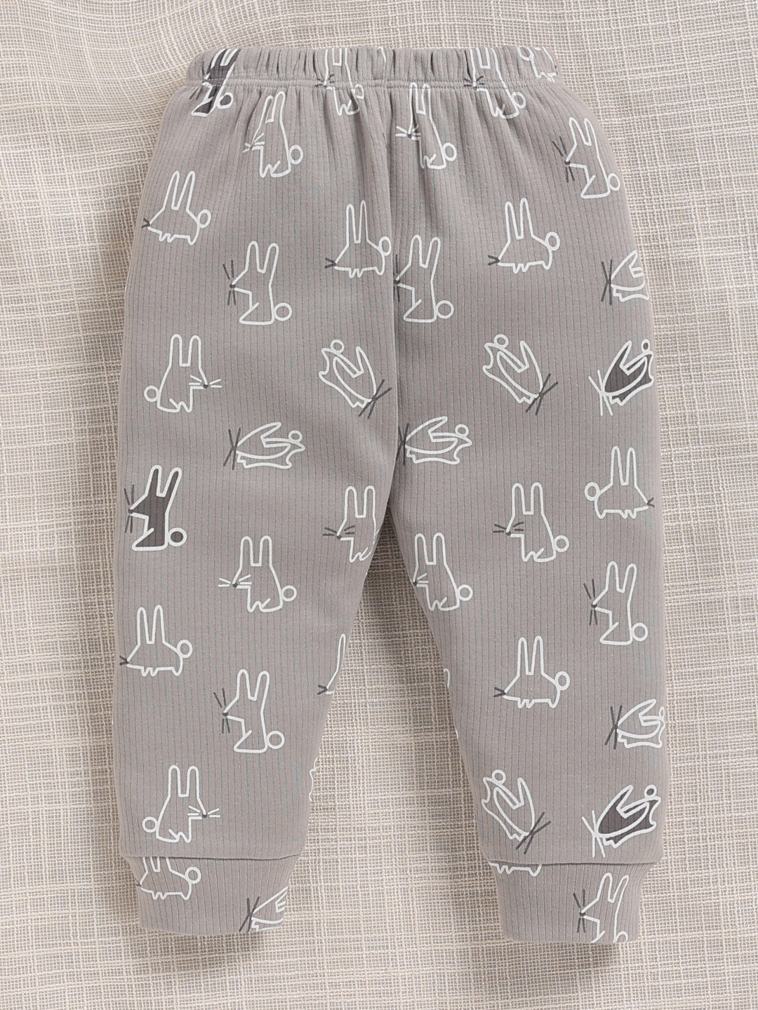 Top & Bottom for Boys - Light Grey Bunny Embroidered
