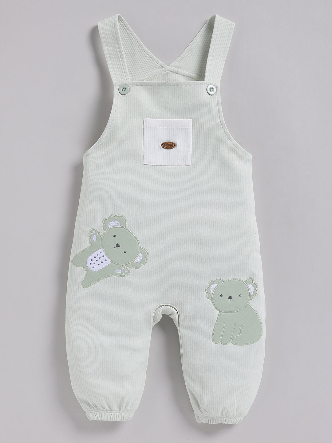 Dungaree - Light Green Koala Ribbed