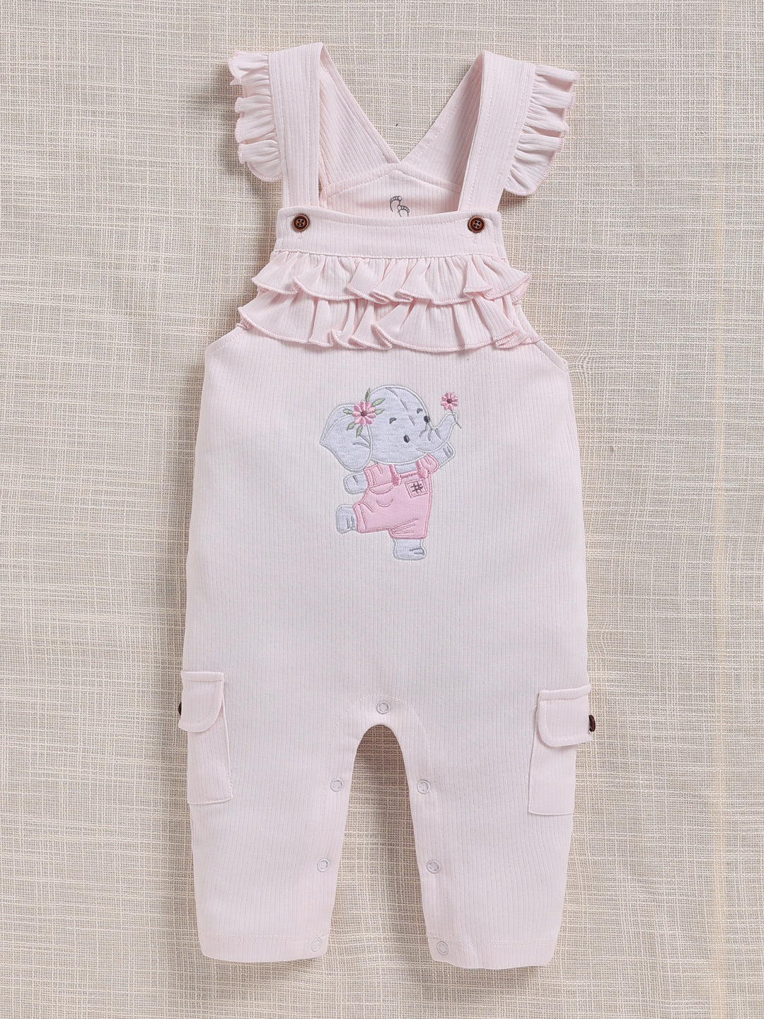 Dungaree - Mauve Ruffle Elephant