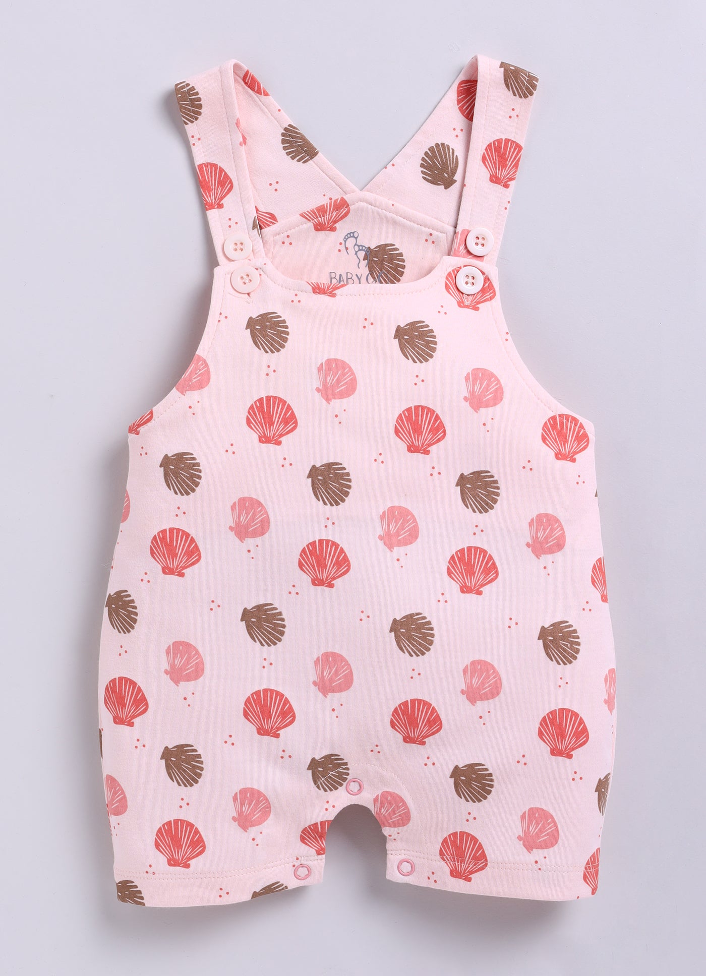 Half Sleeve Dungaree for Girls - Coral