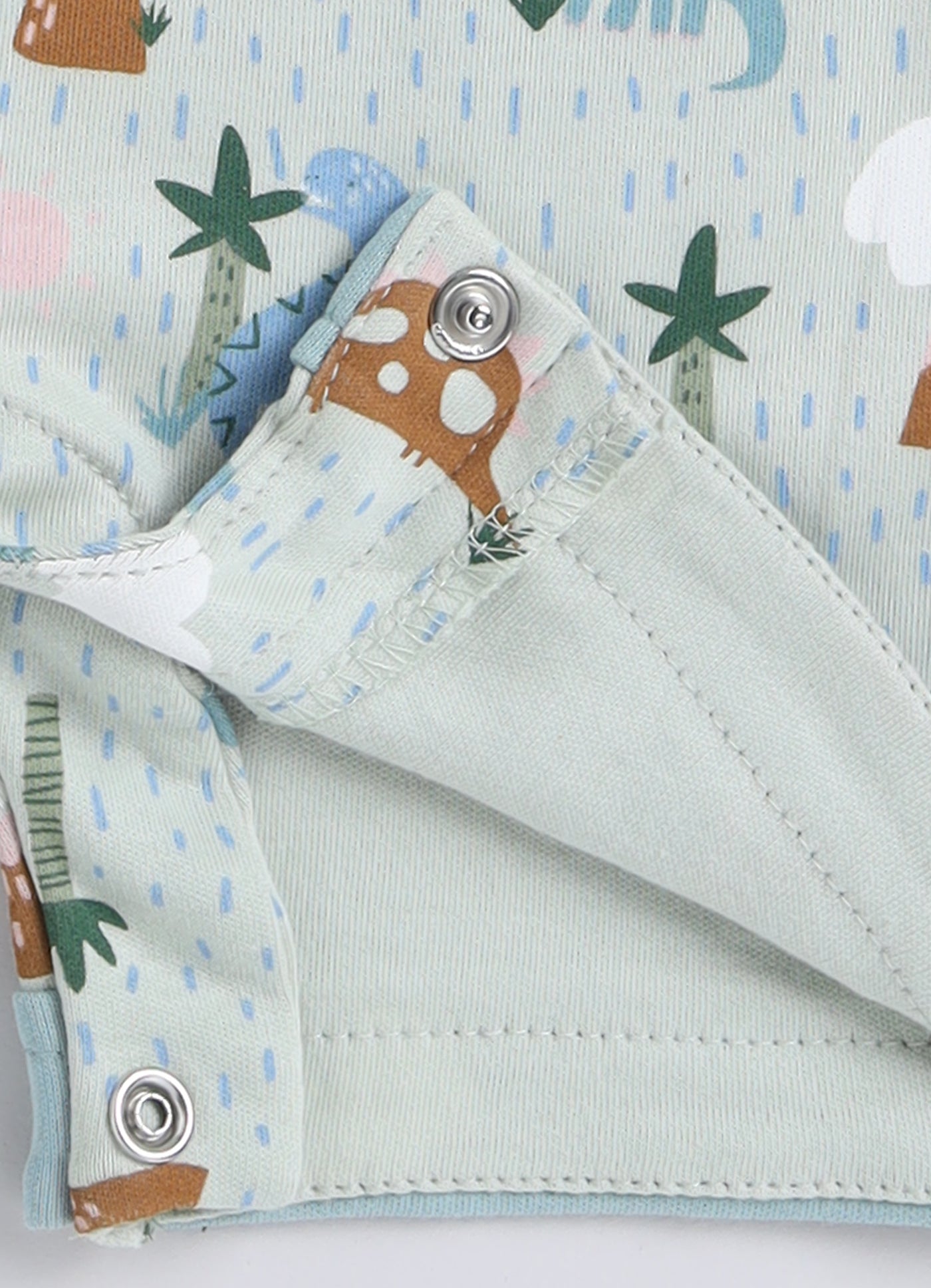 Half Sleeve Romper for Boys - Pista Green & Slate Grey