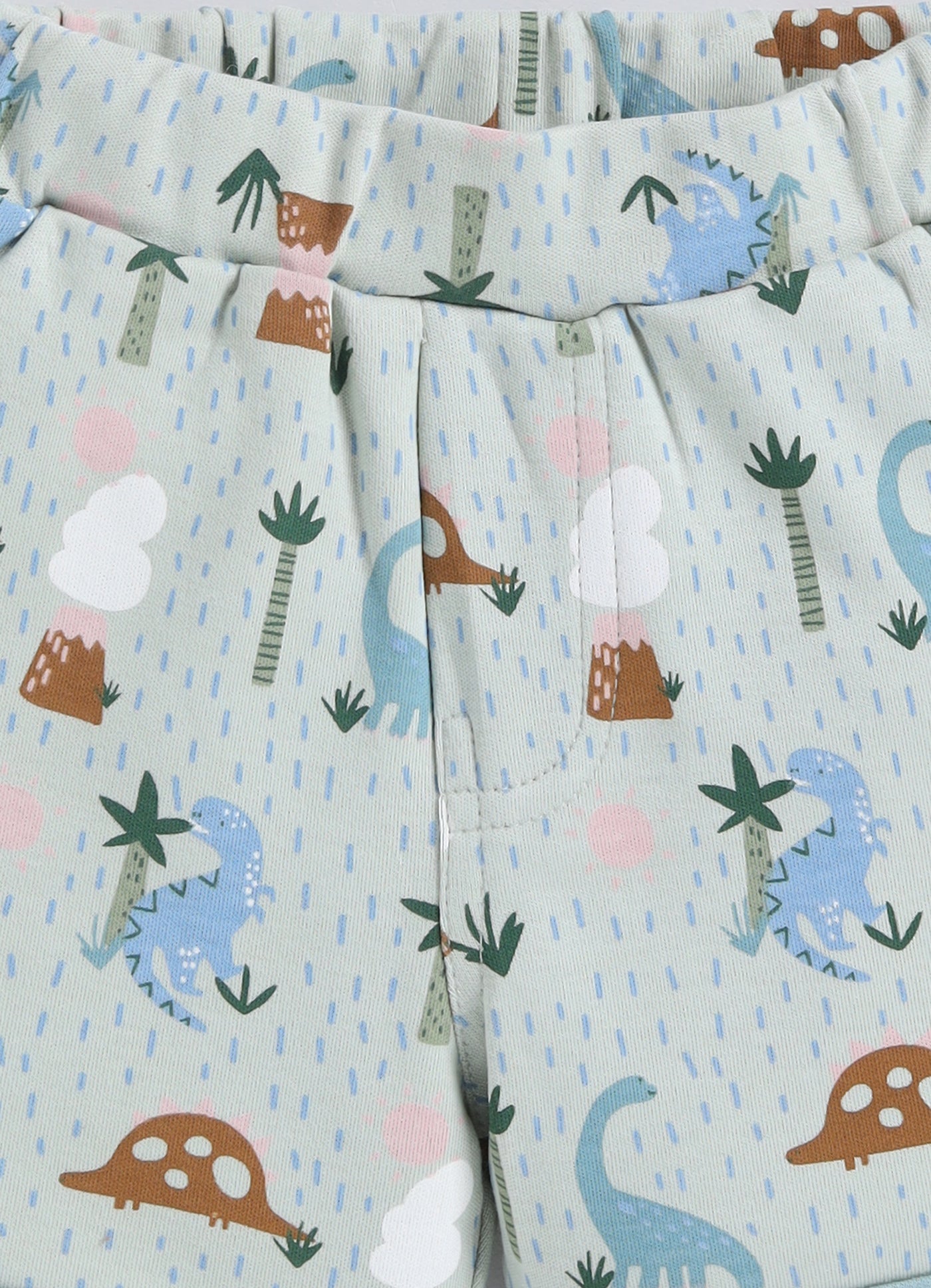 Half Sleeve Top & Bottom for Boys - Pista Green & Tan