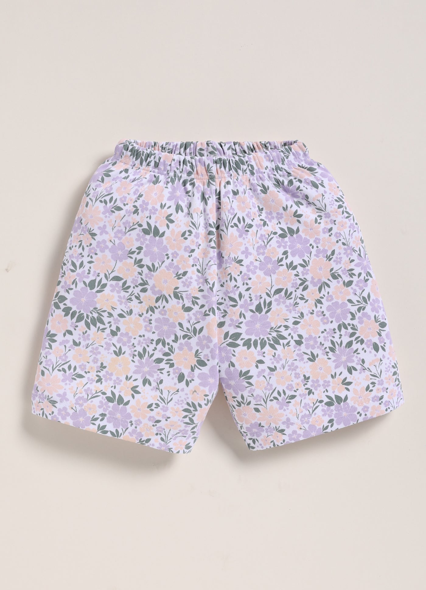 Half-Sleeve Top & Bottom For Girls - Light Purple Giraffe