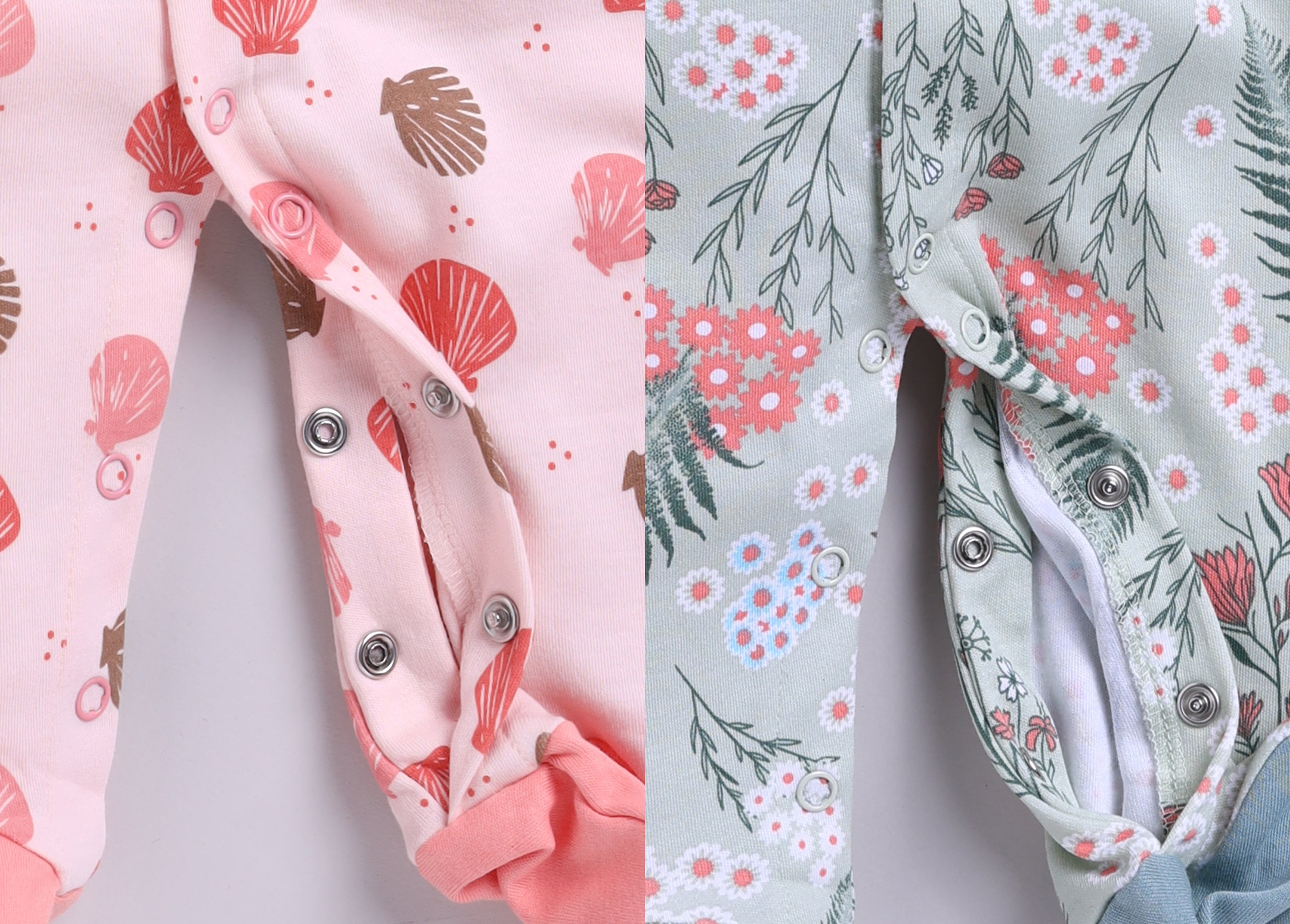 Full Sleeve Romper for Girls - Sage & Coral