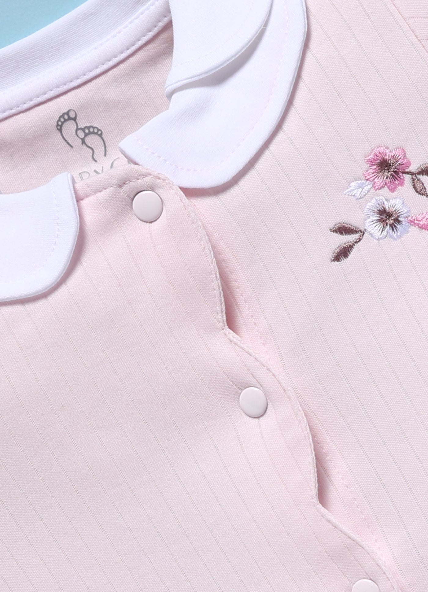 Full Sleeve Romper for Girls - Pink Two Flowers